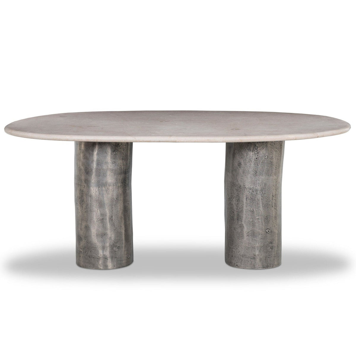 Four Hands Rhys Ecru Marble Dining Table front view