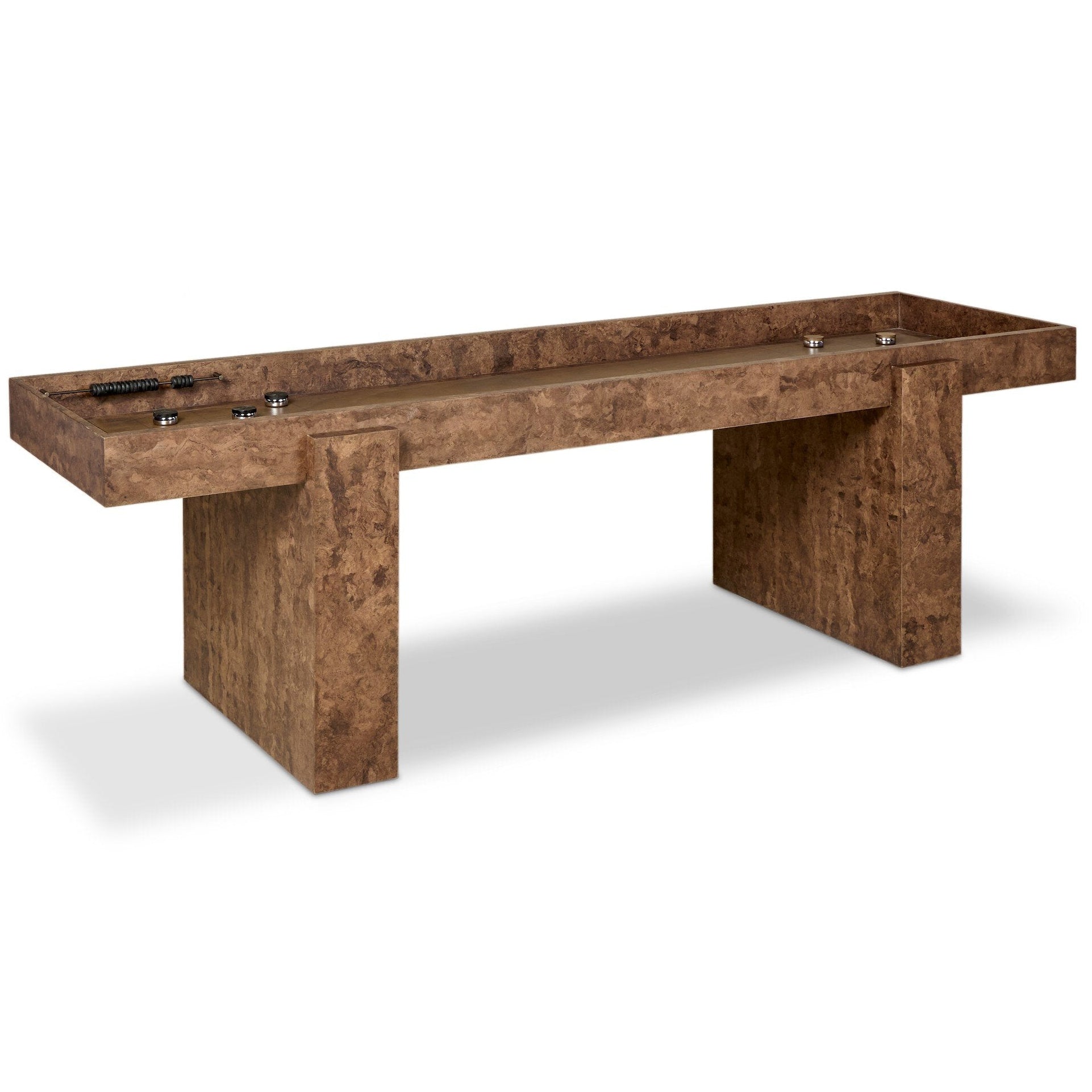 Four Hands Brote Dark Bark Paper Shuffleboard Table styled view