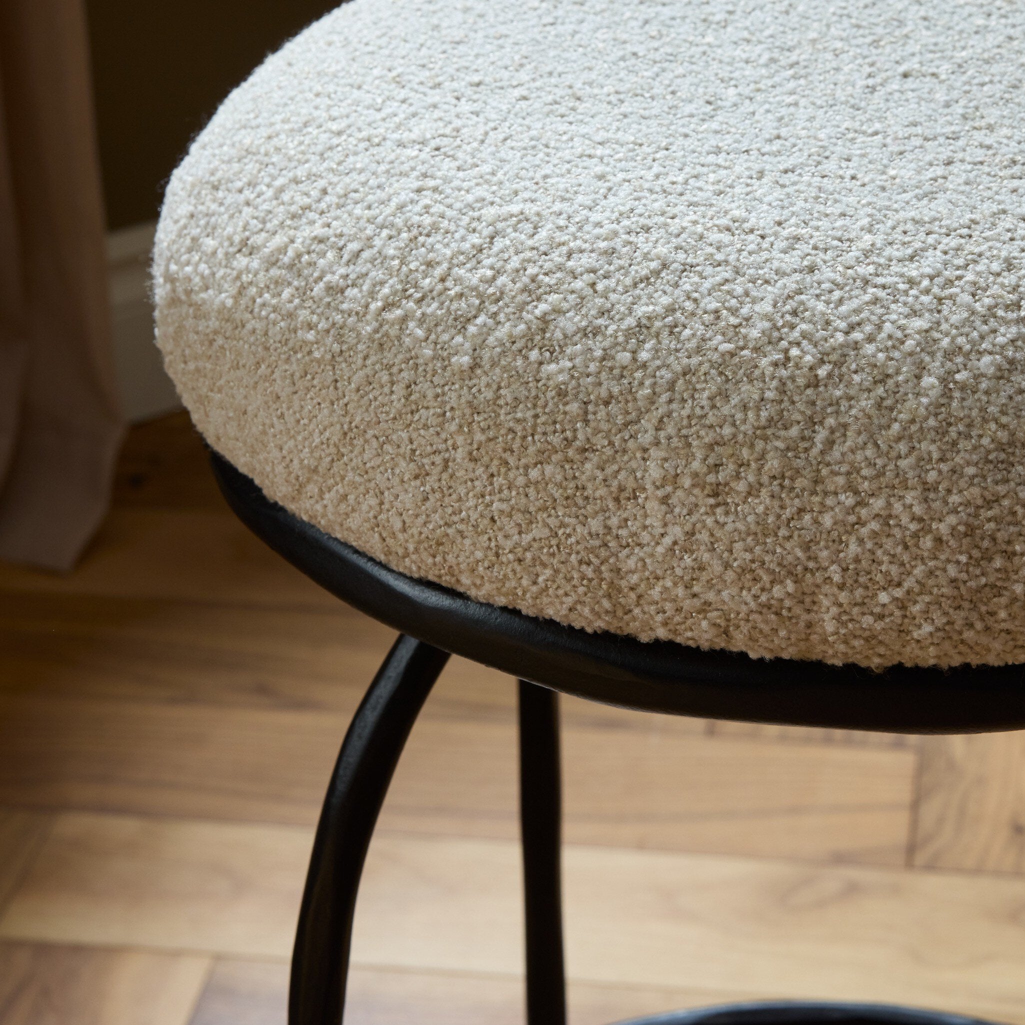 Four Hands Larisa Yuma Cream Swivel Bar Stool craftsmanship detail