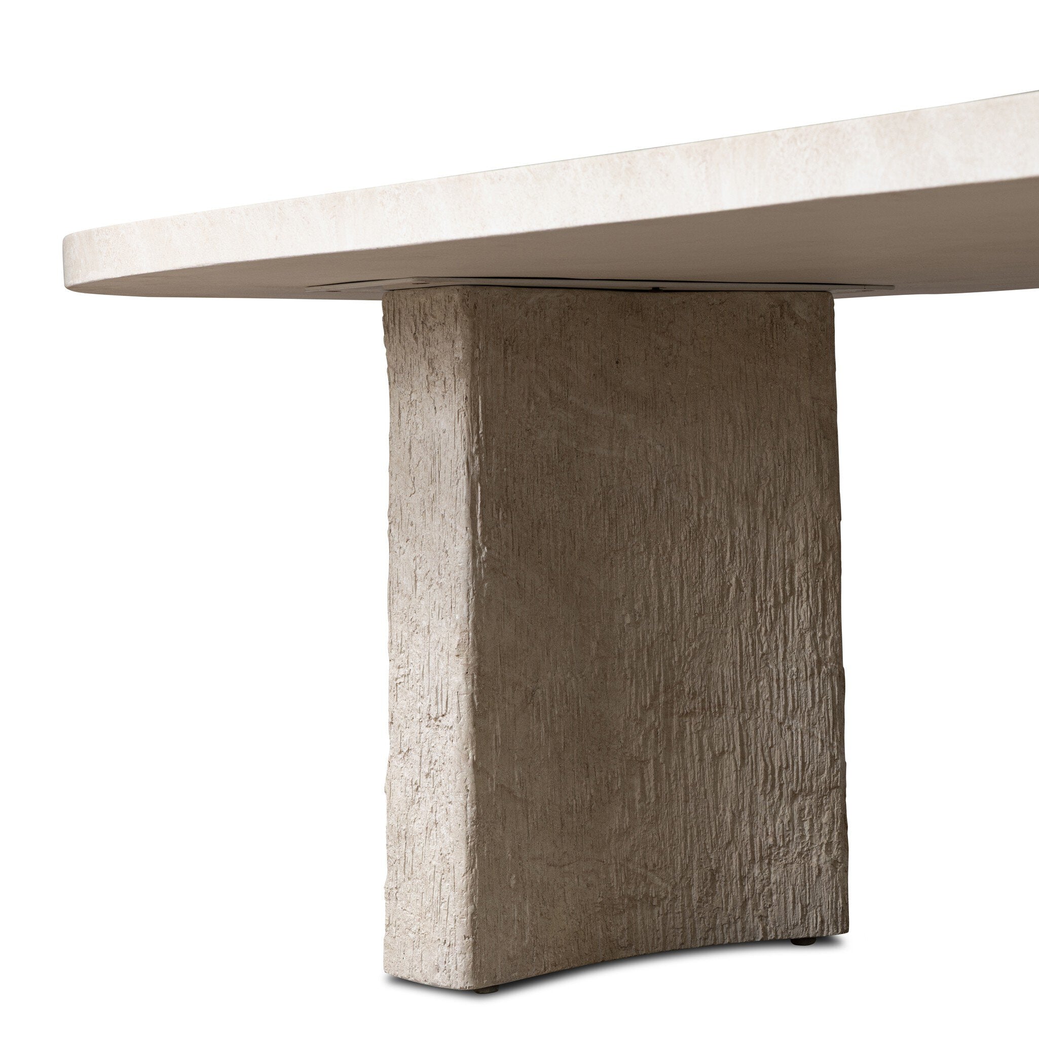 Four Hands Alessandro Smooth Quarried Cream Concrete Outdoor Dining Table craftsmanship detail