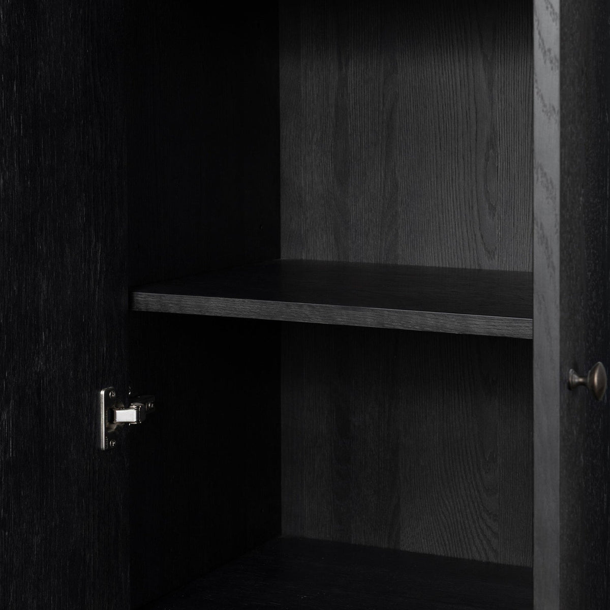 Four Hands Anthem Black Wash Oak Bath Storage detailed view