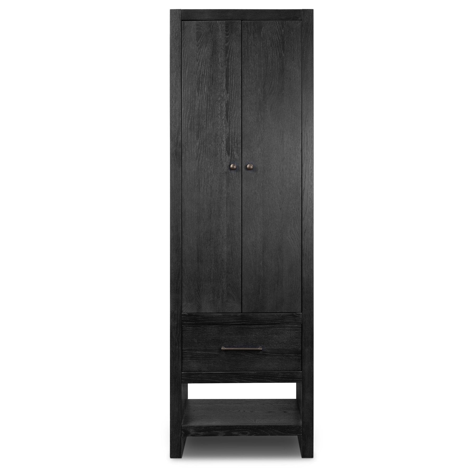 Four Hands Anthem Black Wash Oak Bath Storage front view