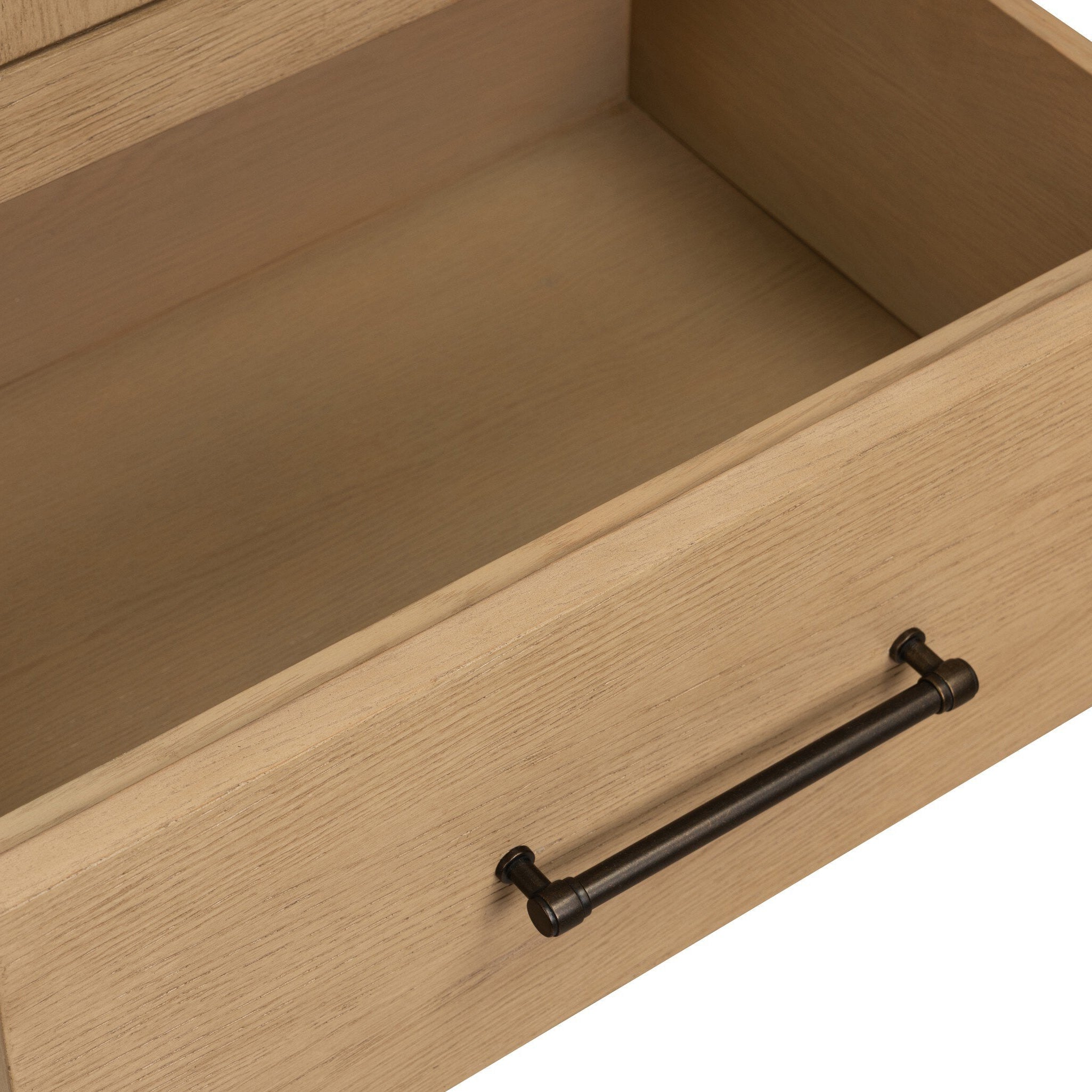 Four Hands Anthem Satin Light Wash Oak Bath Storage texture close-up