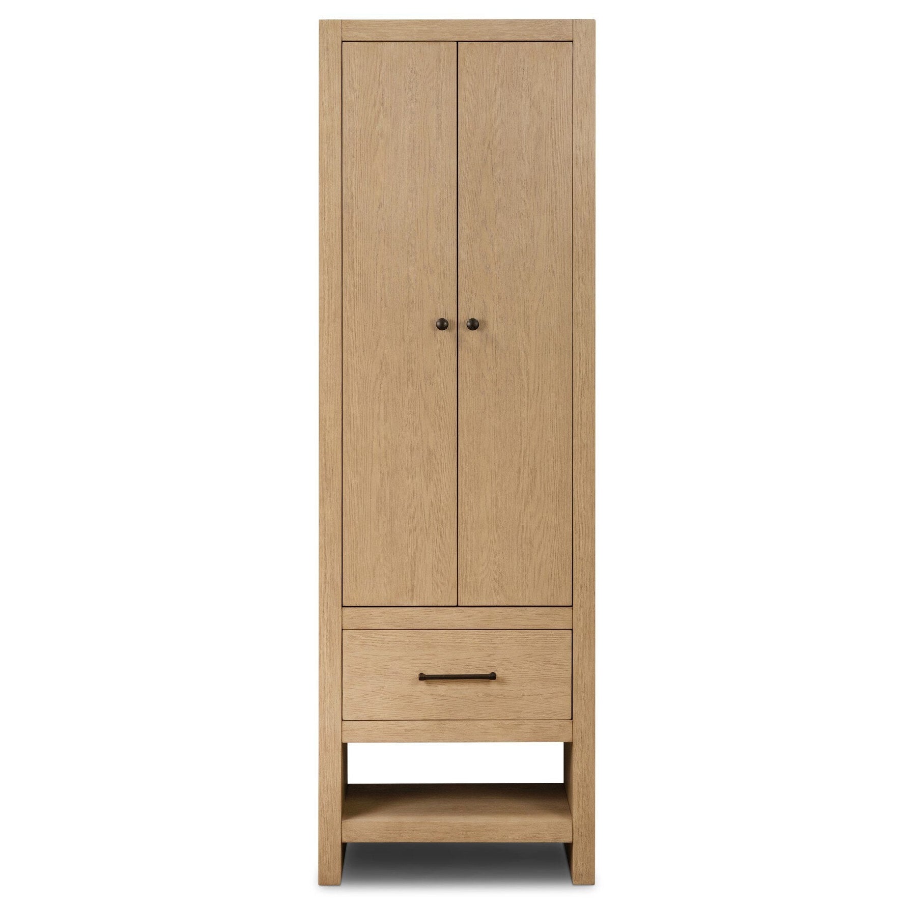 Four Hands Anthem Satin Light Wash Oak Bath Storage front view