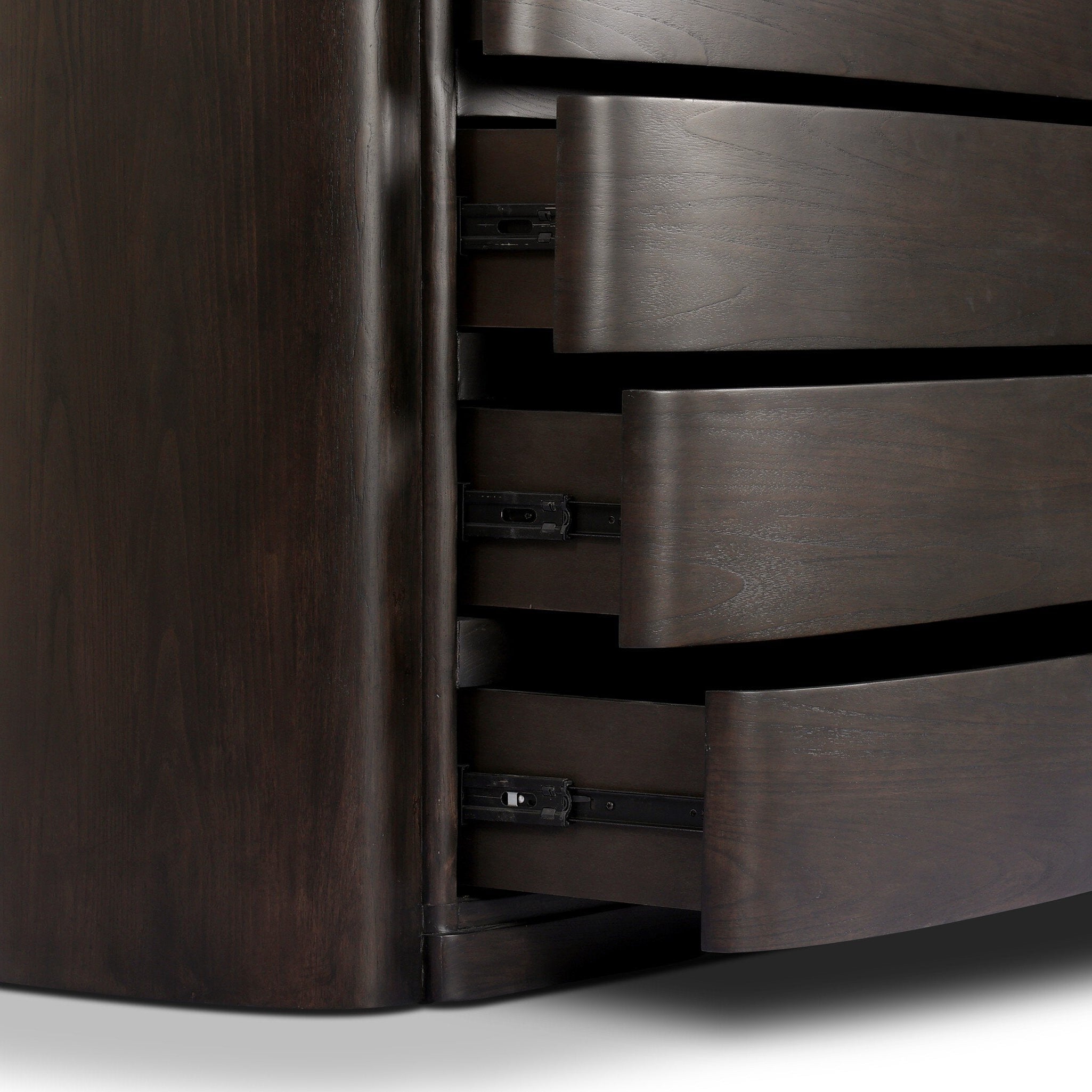 Four Hands Greer Smoked Black Sungkai 8 Drawer Dresser close-up detail