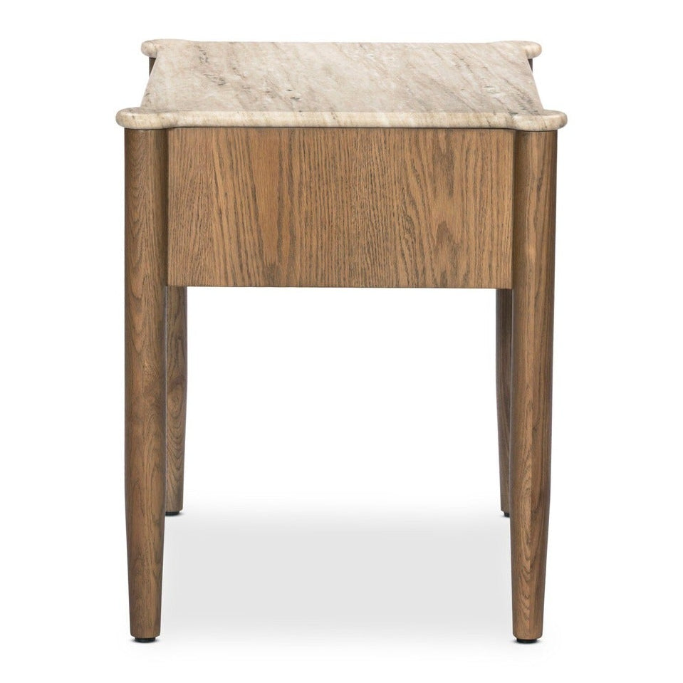 Four Hands Joah Antique White Marble Nightstand