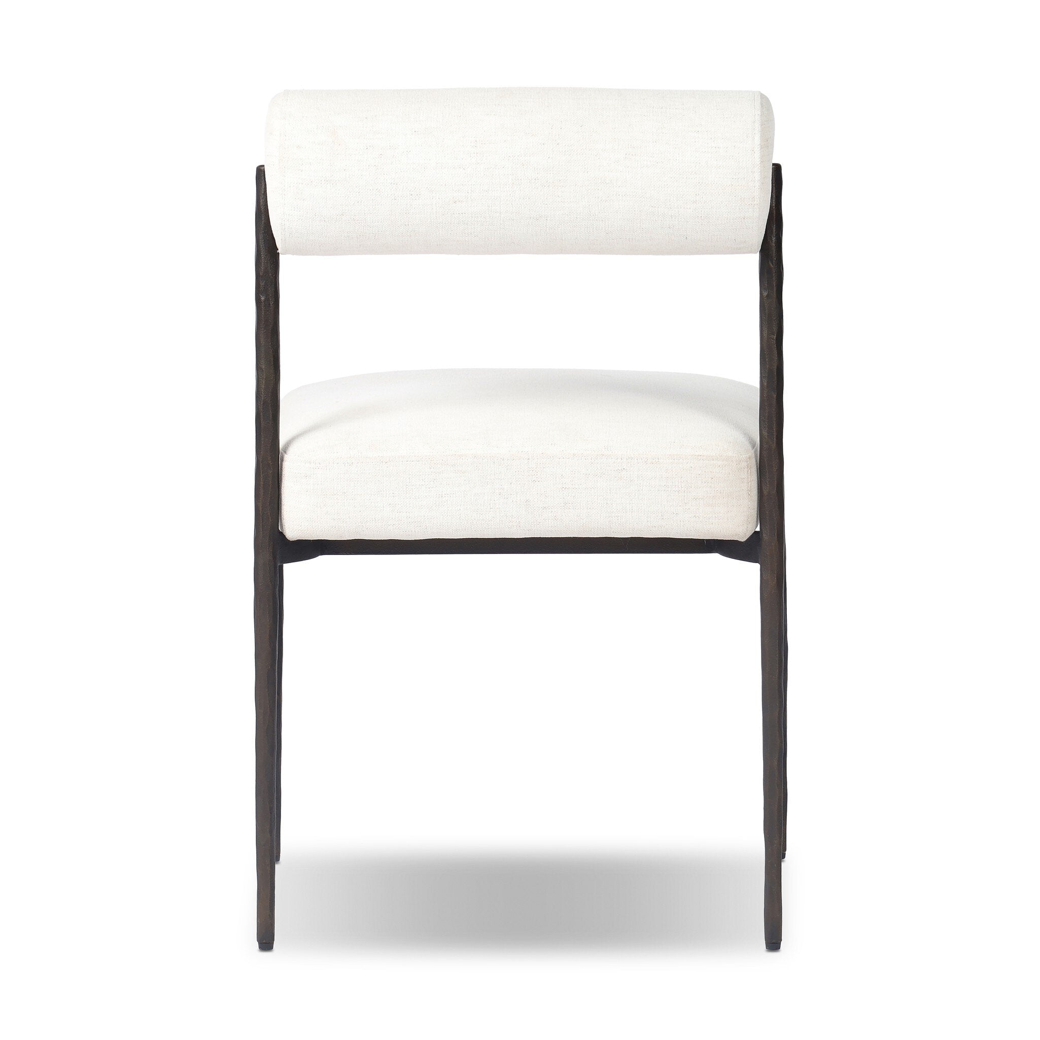 Four Hands Jazelle Crypton Nomad Snow Metal Dining Chair Set of 2 with hammered black iron frame, back view