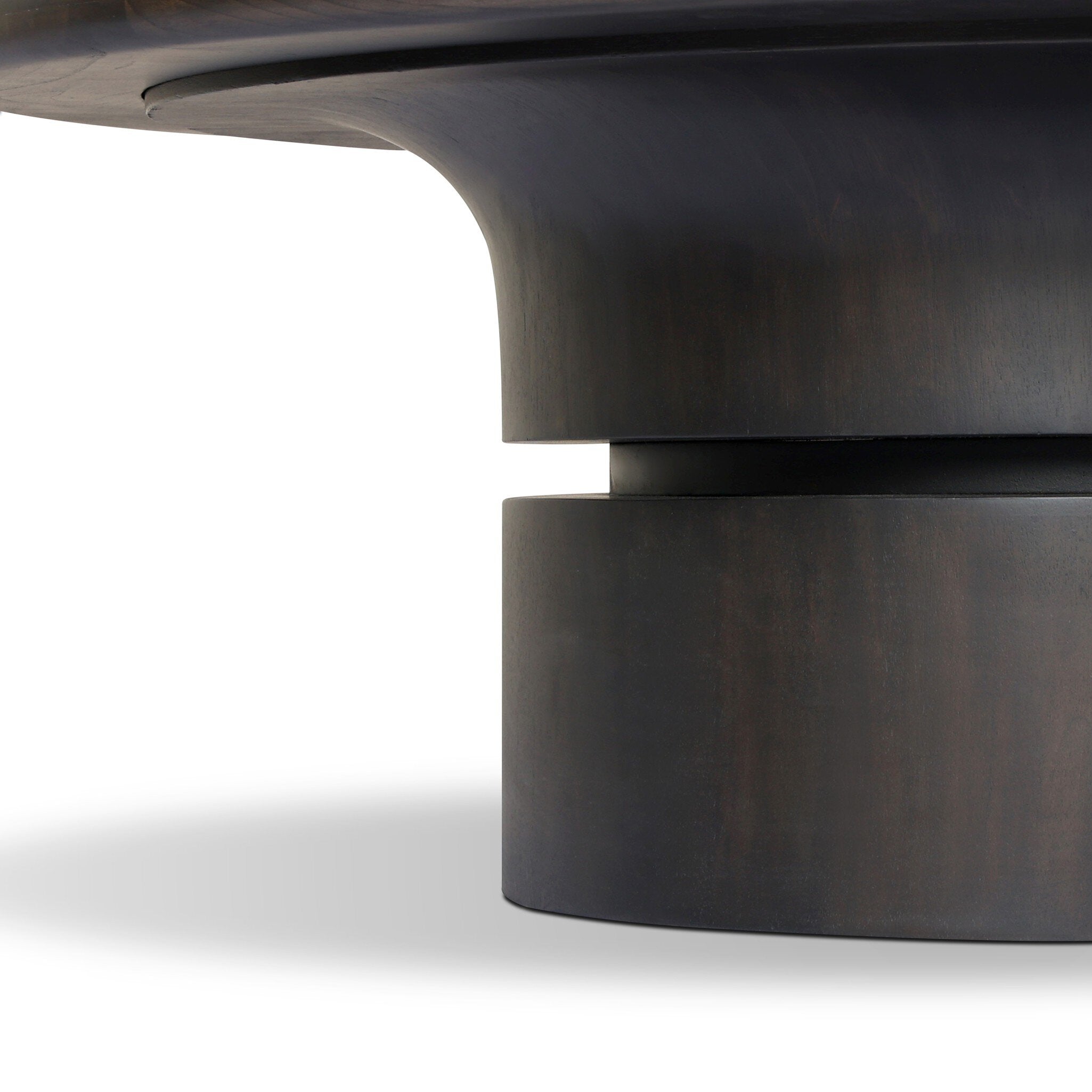 Four Hands Fleur Smoked Black Sungkai Coffee Table — edge and joinery detail