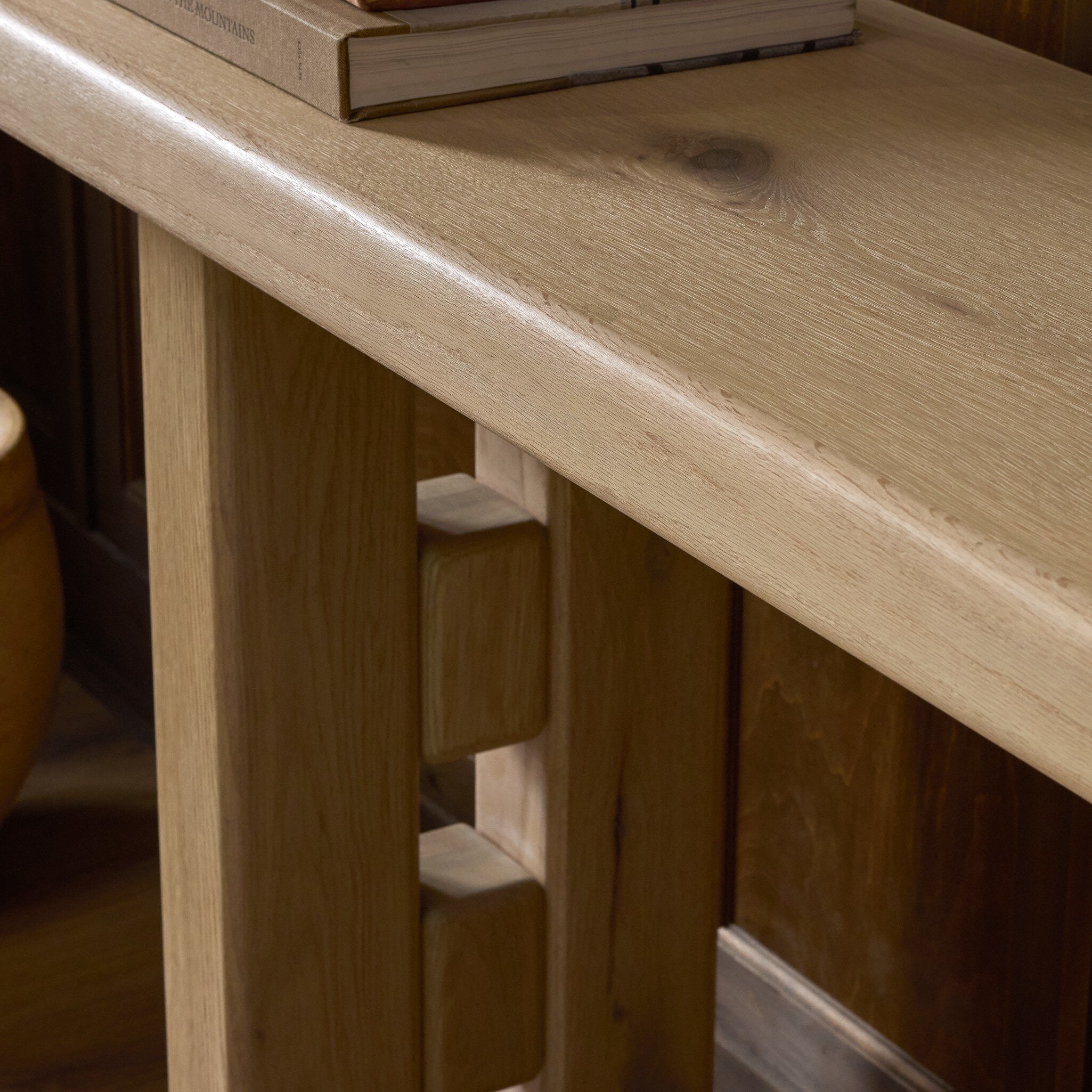 Four Hands Ottie Bleached Oak Console Table — texture detail