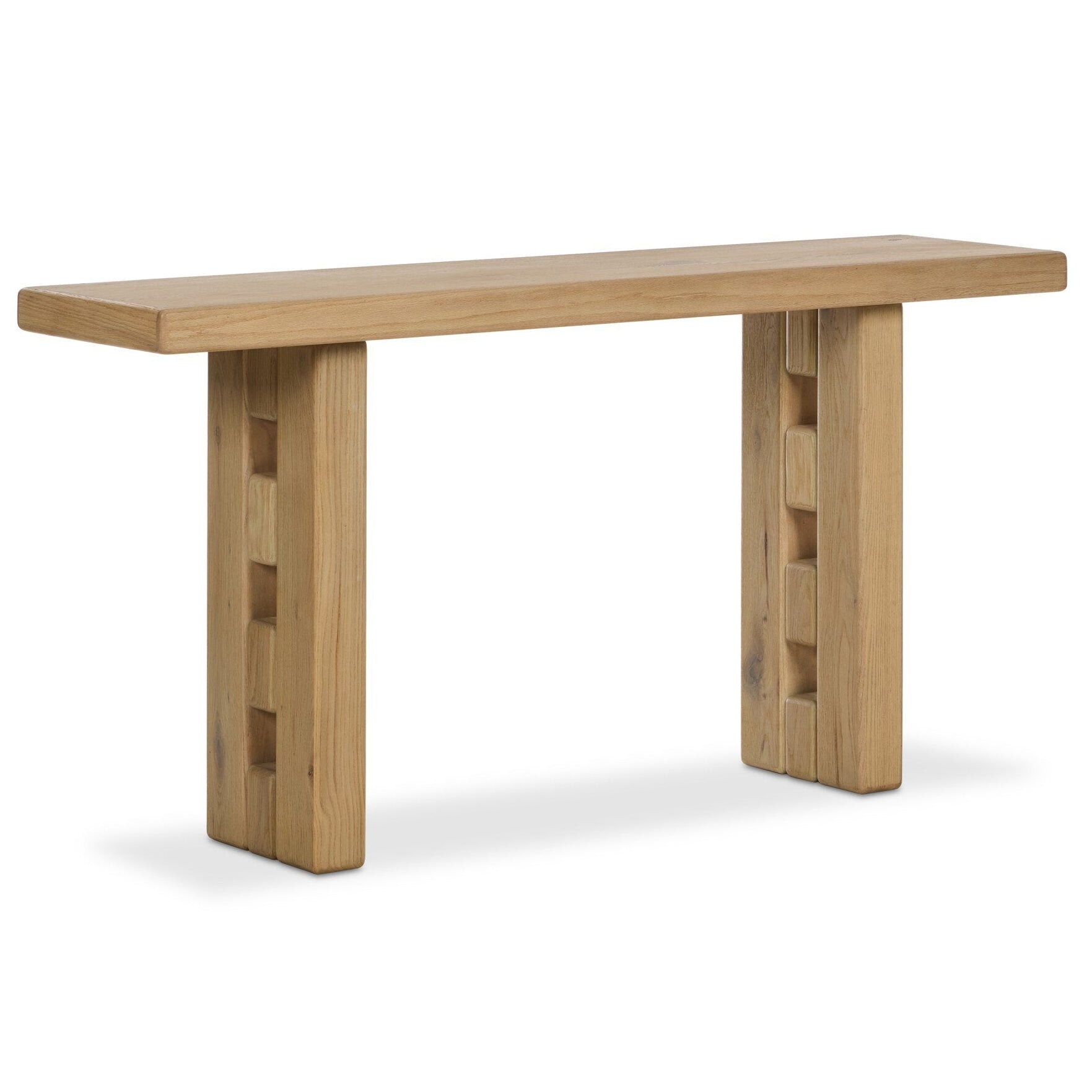 Four Hands Ottie Bleached Oak Console Table — styled view