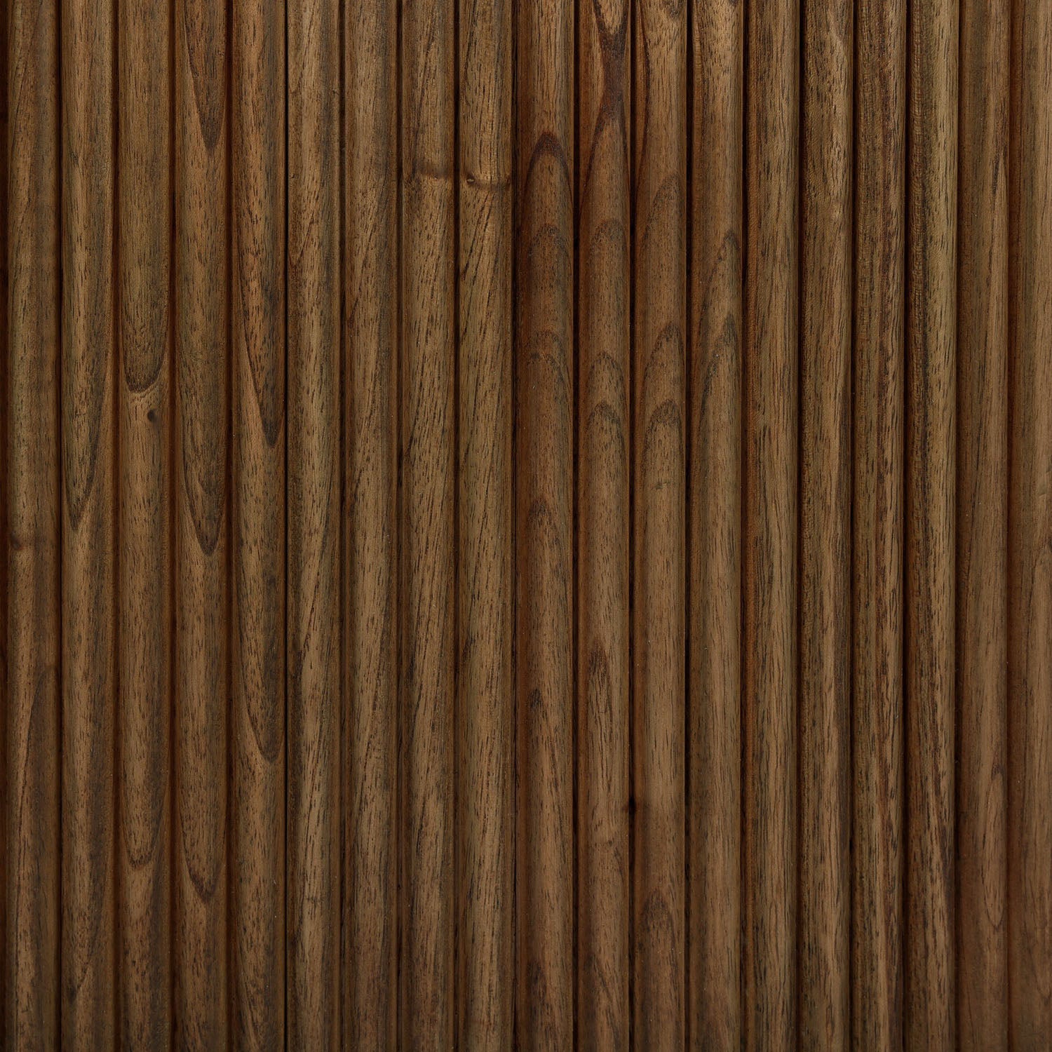 Four Hands Ona End Table in amber mindi veneer with carved reeding, close-up detail of reeding, view 6