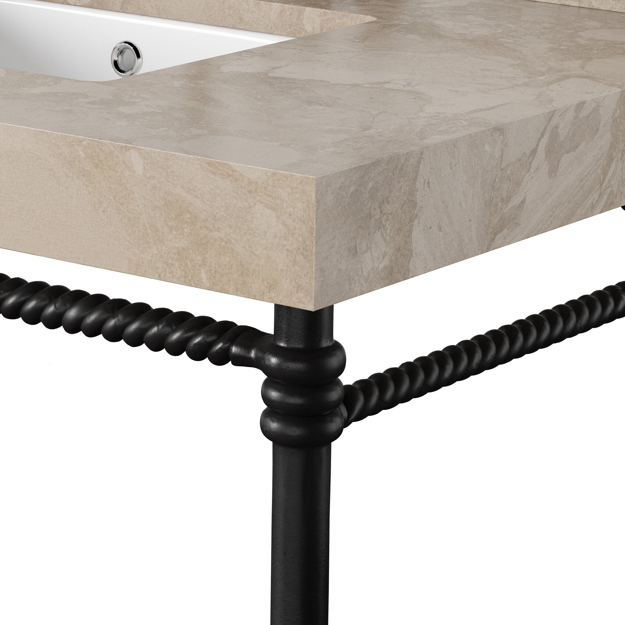 Four Hands Cassia Textured Dark Bronze Washstand — close-up of the surface