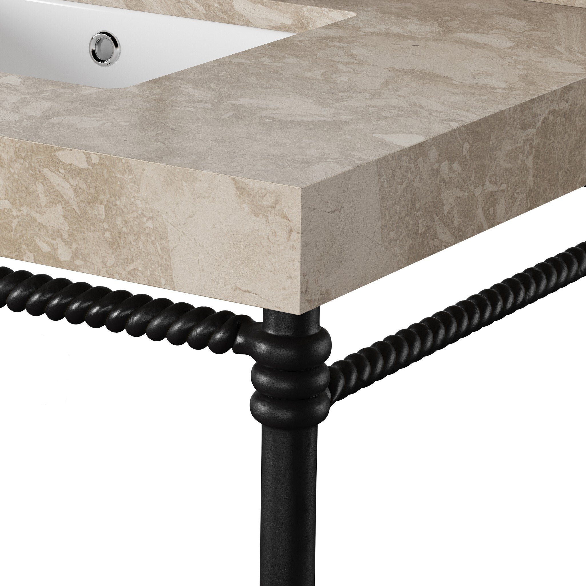 Four Hands Cassia Textured Dark Bronze Double Washstand — construction detail