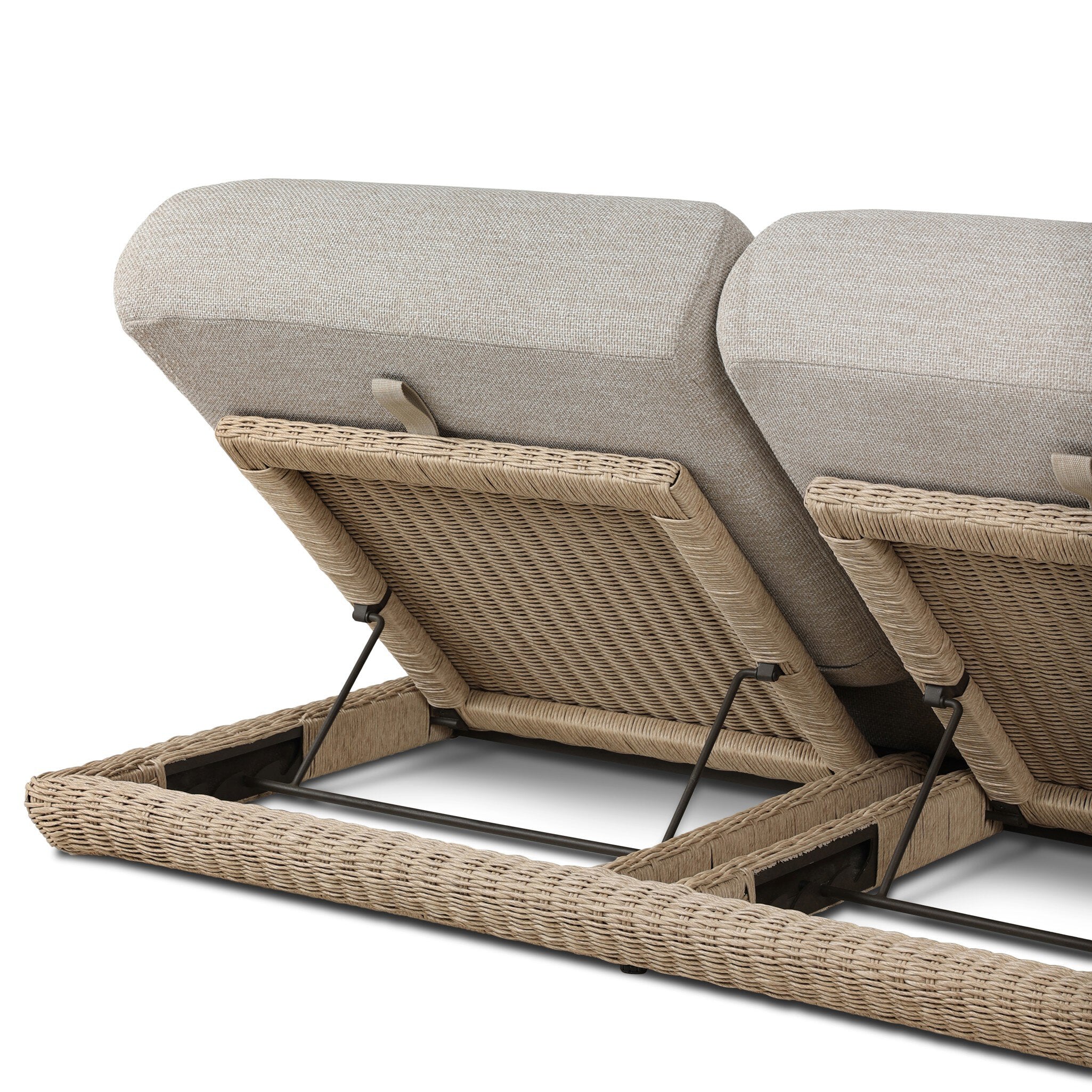 Four Hands Evander Ramiro Ecru Outdoor Double Chaise — close-up of the surface