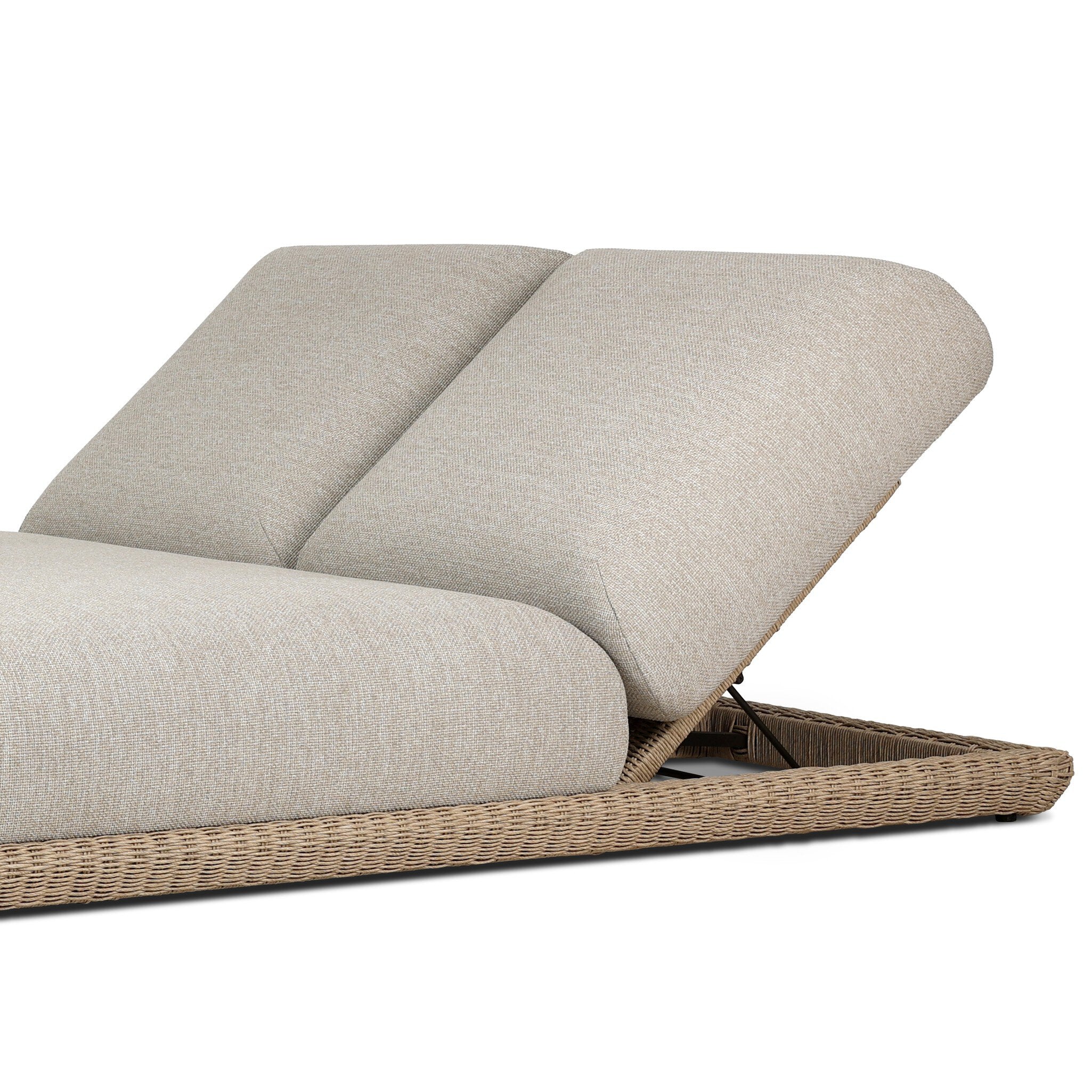 Four Hands Evander Ramiro Ecru Outdoor Double Chaise — edge and joinery detail