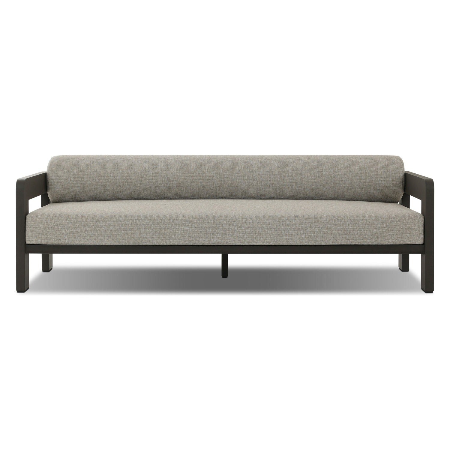 Four Hands Tatiana Ramiro Ecru 86in Outdoor Sofa on bronze aluminum frame, front view