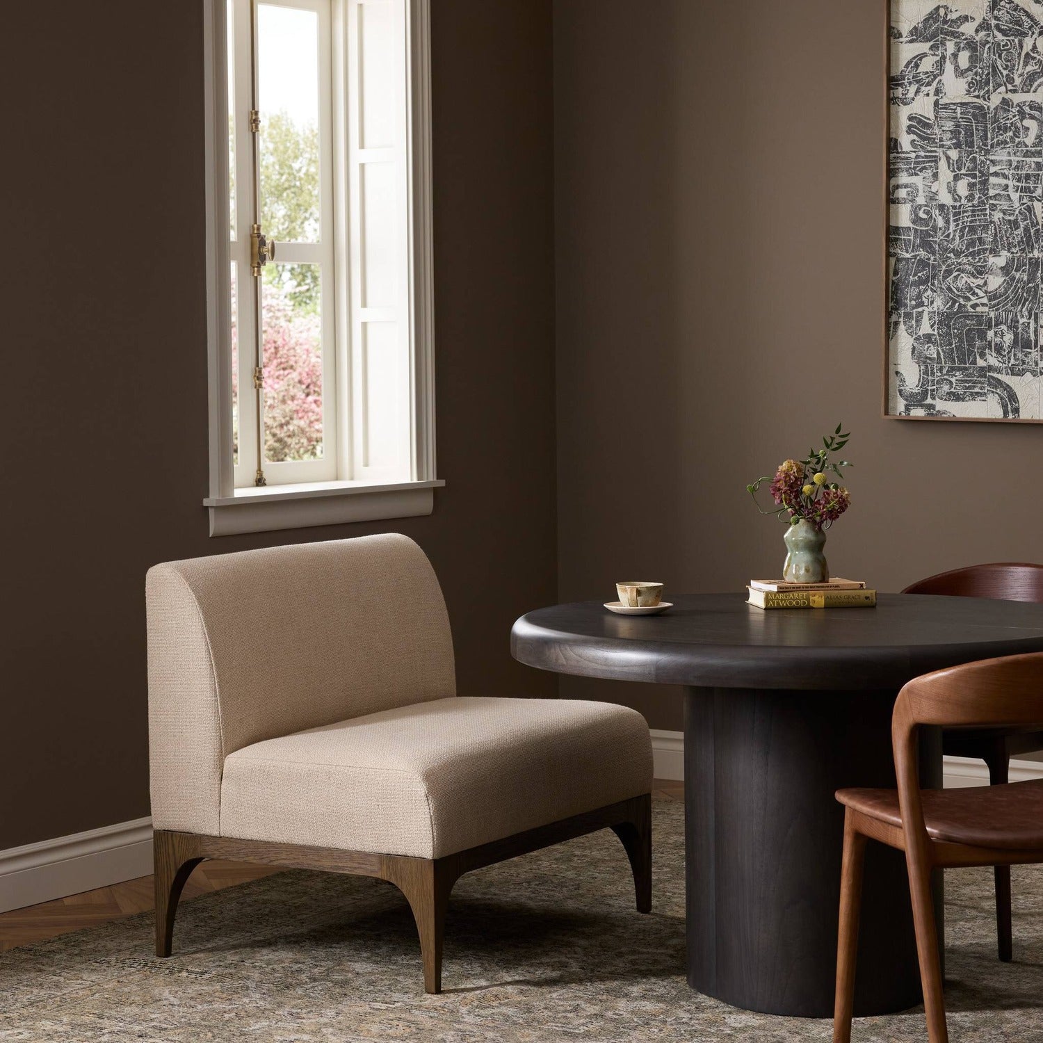 Four Hands Ellington Irving Flax Banquette Dining Chair + A Half