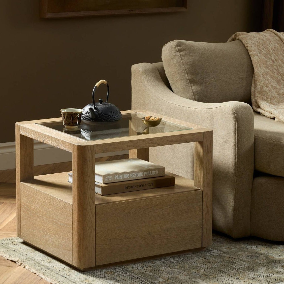 Four Hands Shiloh Tempered Glass End Table