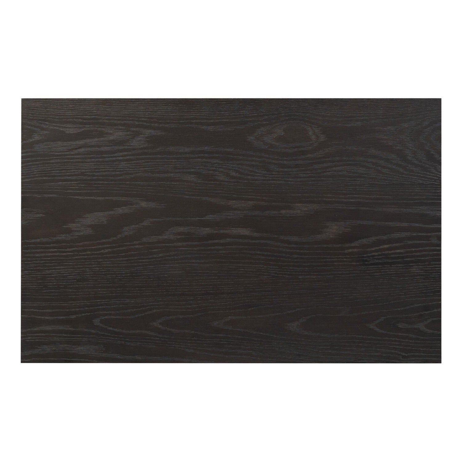Four Hands Swell Dry Black Oak Nightstand with CNC-carved grid on pedestal base, top surface view