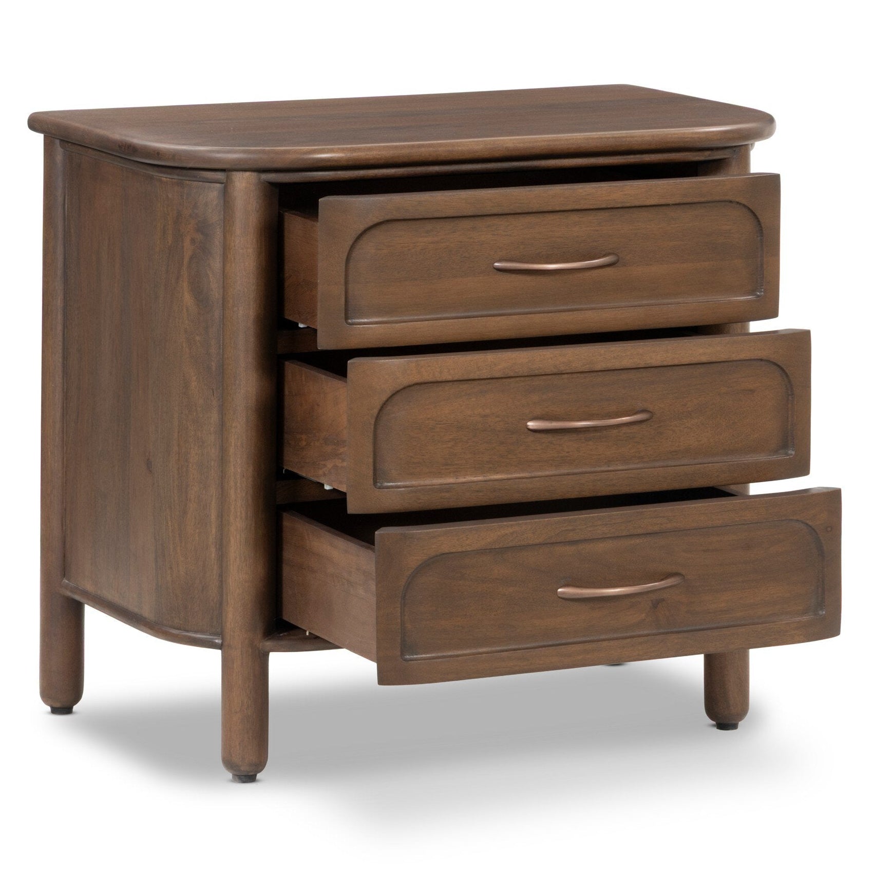 Four Hands Divion Warm Brown Mango Nightstand shown open