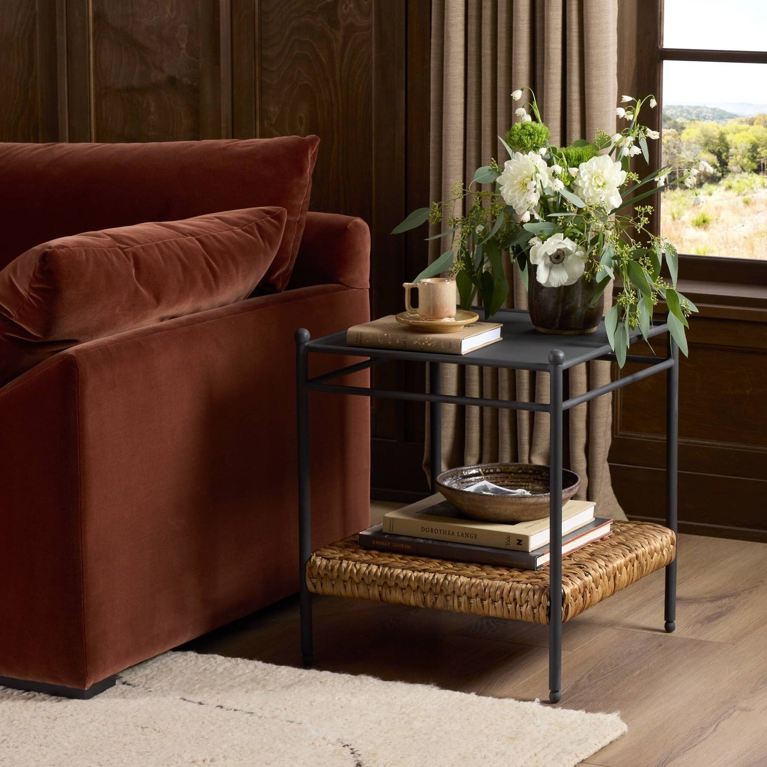 Four Hands Evanne Charcoal Iron End Table Set of 2