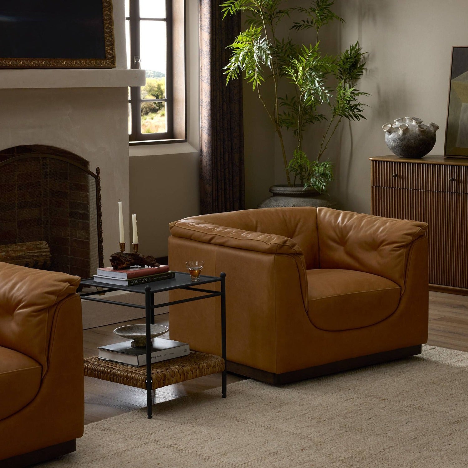 Four Hands Santino Palermo Cognac Swivel Chair