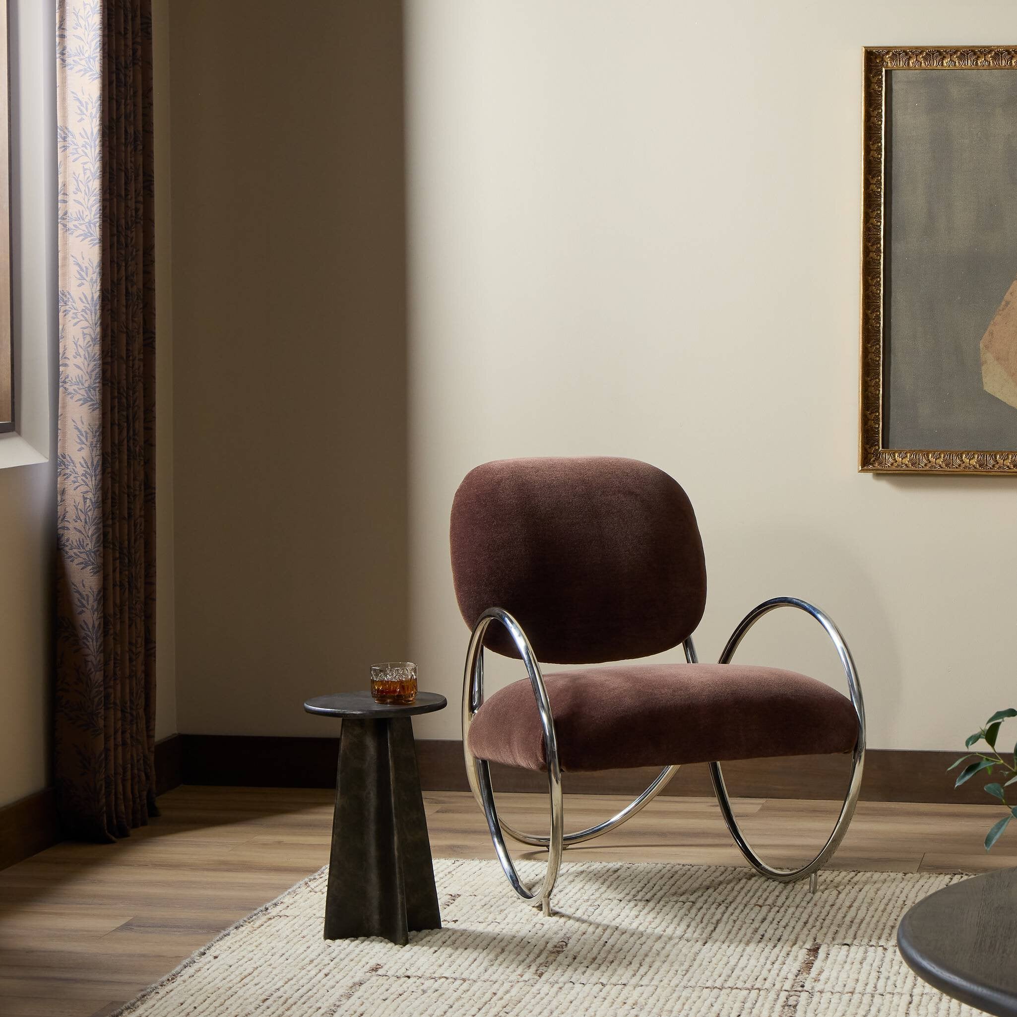 Four Hands Borro Monte Chocolate Chair styled in a room setting