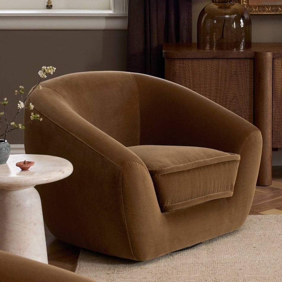 Four Hands Chantal Surrey Ochre Swivel Club Chair