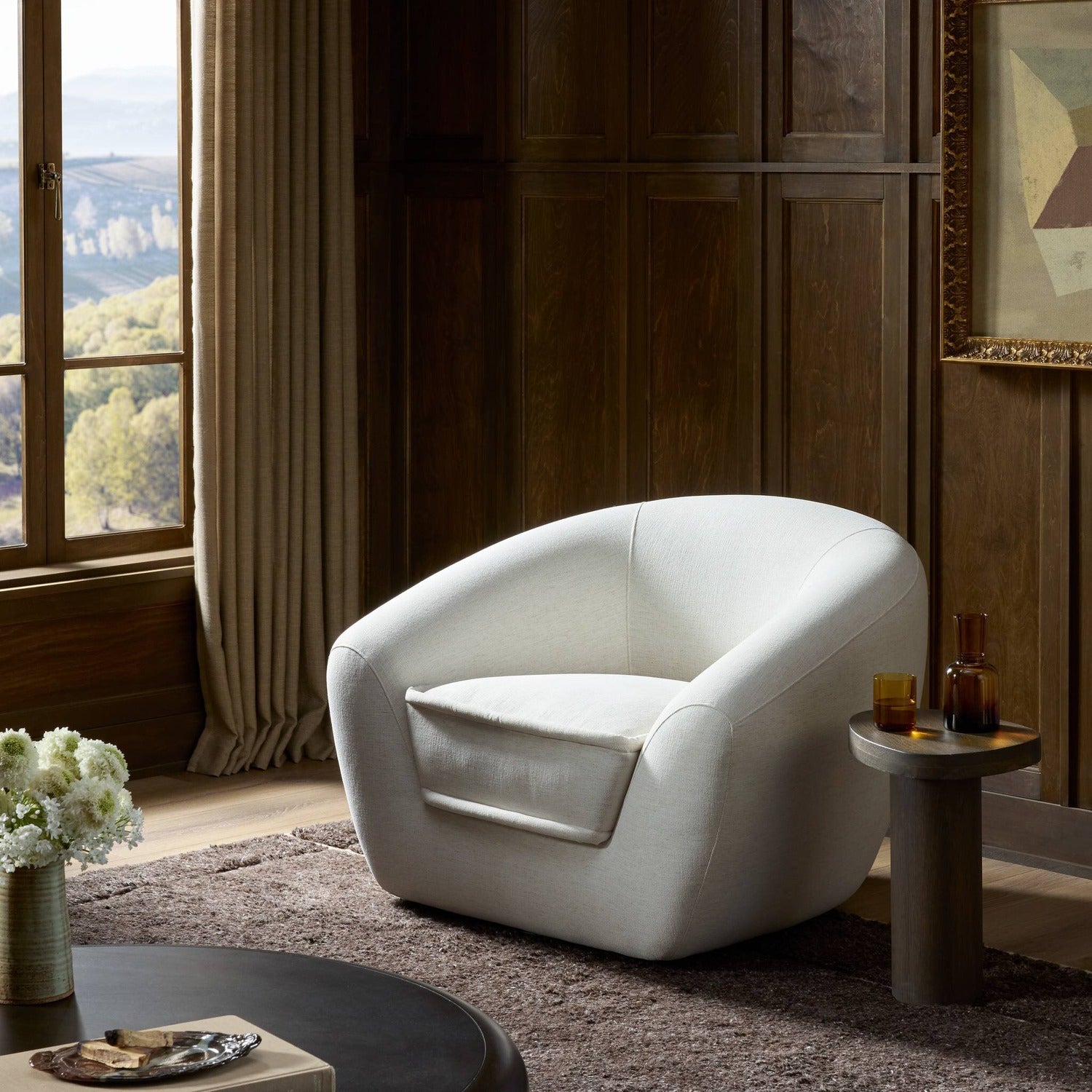 Four Hands Chantal Crypton Nomad Snow Swivel Club Chair