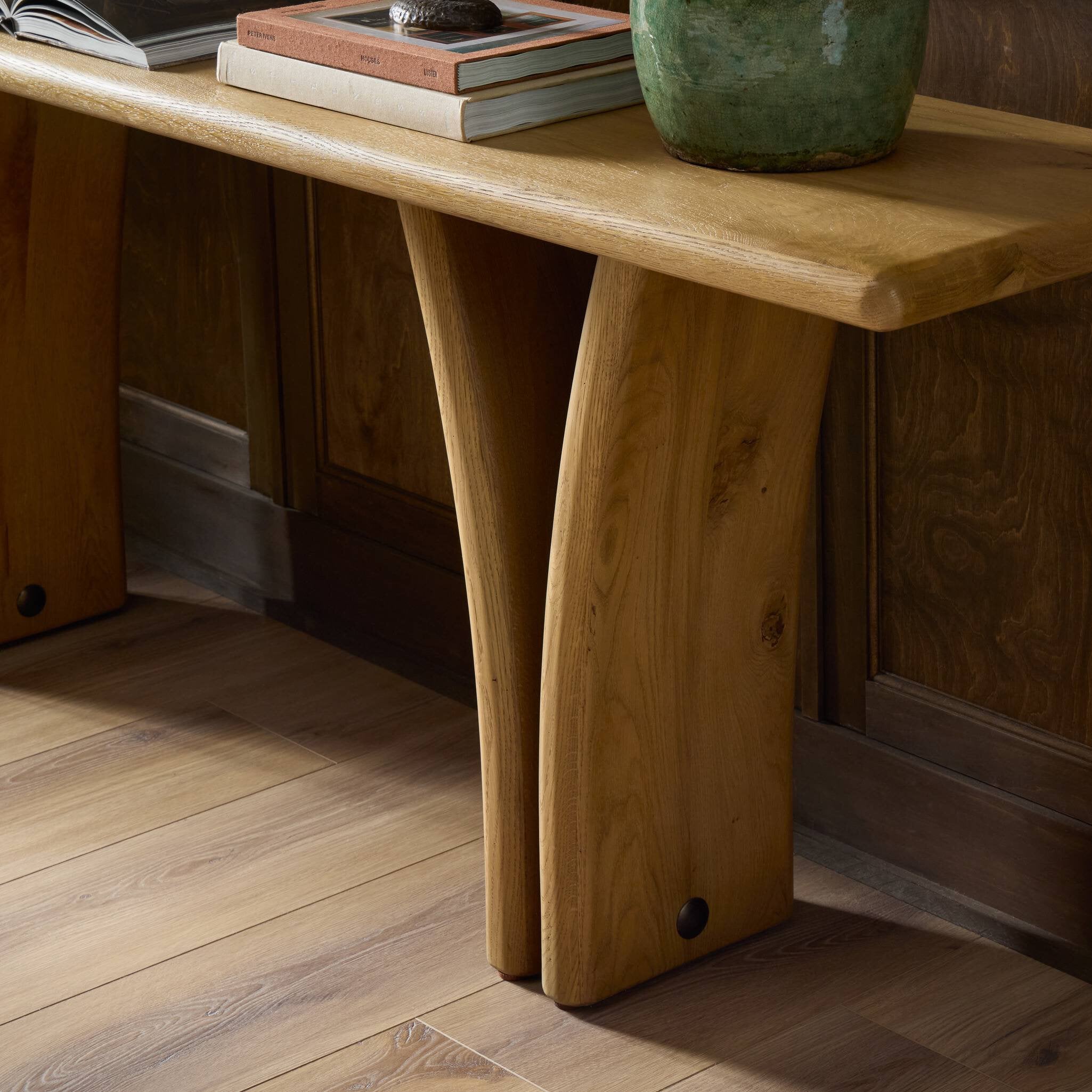 Four Hands Marcon Natural Reclaimed French Oak Console Table — material close-up