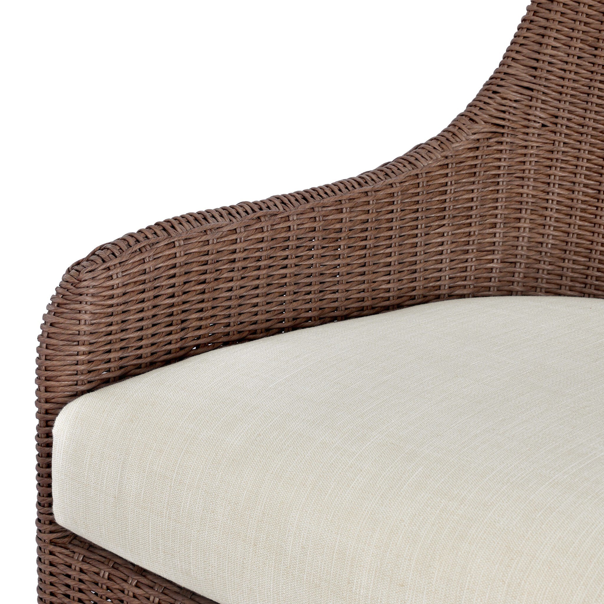 Four Hands Blaire Tanned Weave Outdoor Swivel Chair — finish and texture