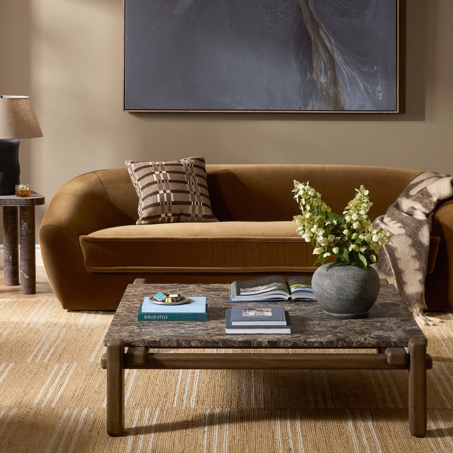 Four Hands Marcia Brown Emperador Marble Square Coffee Table