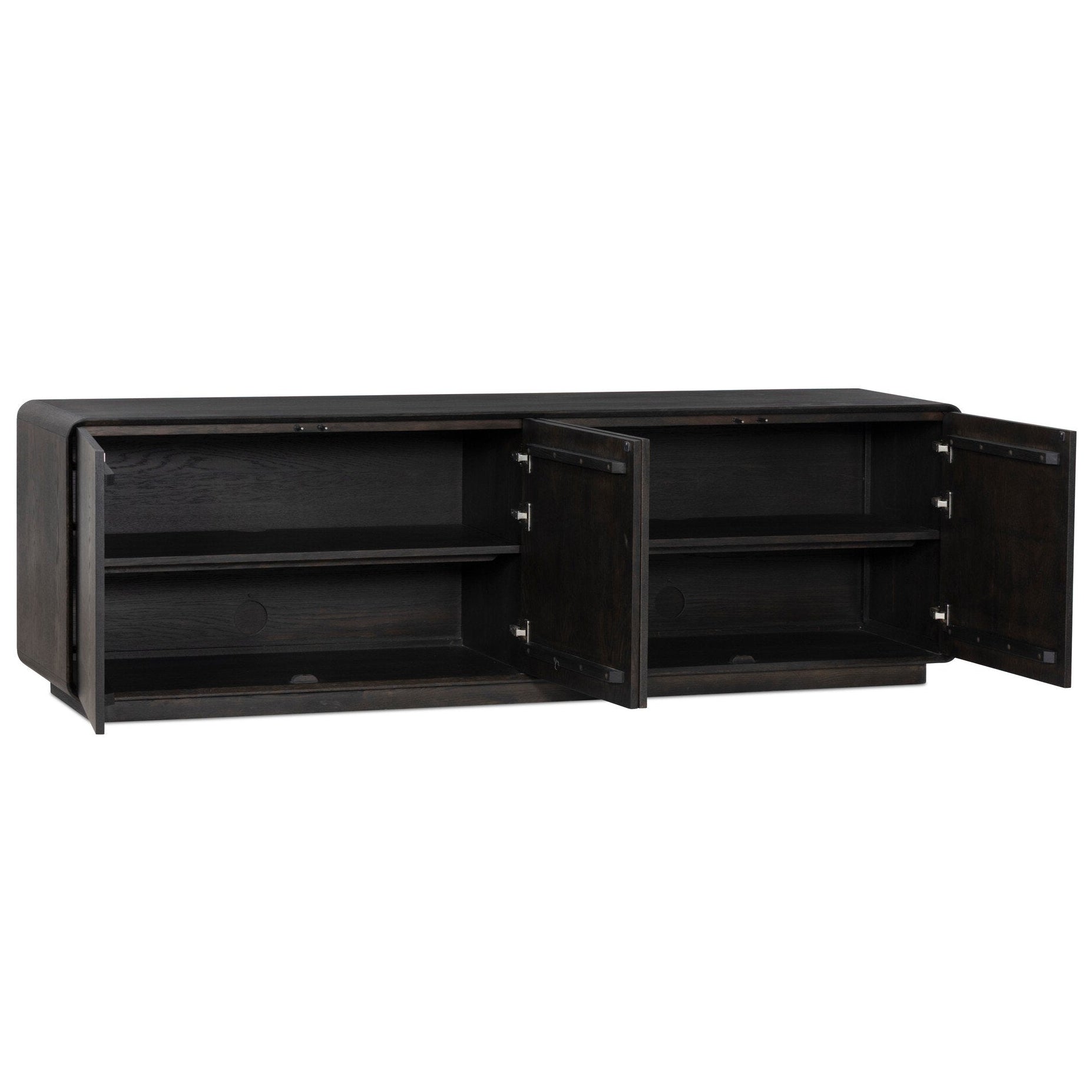 Four Hands Owens Espresso Oak Media Console - shown open