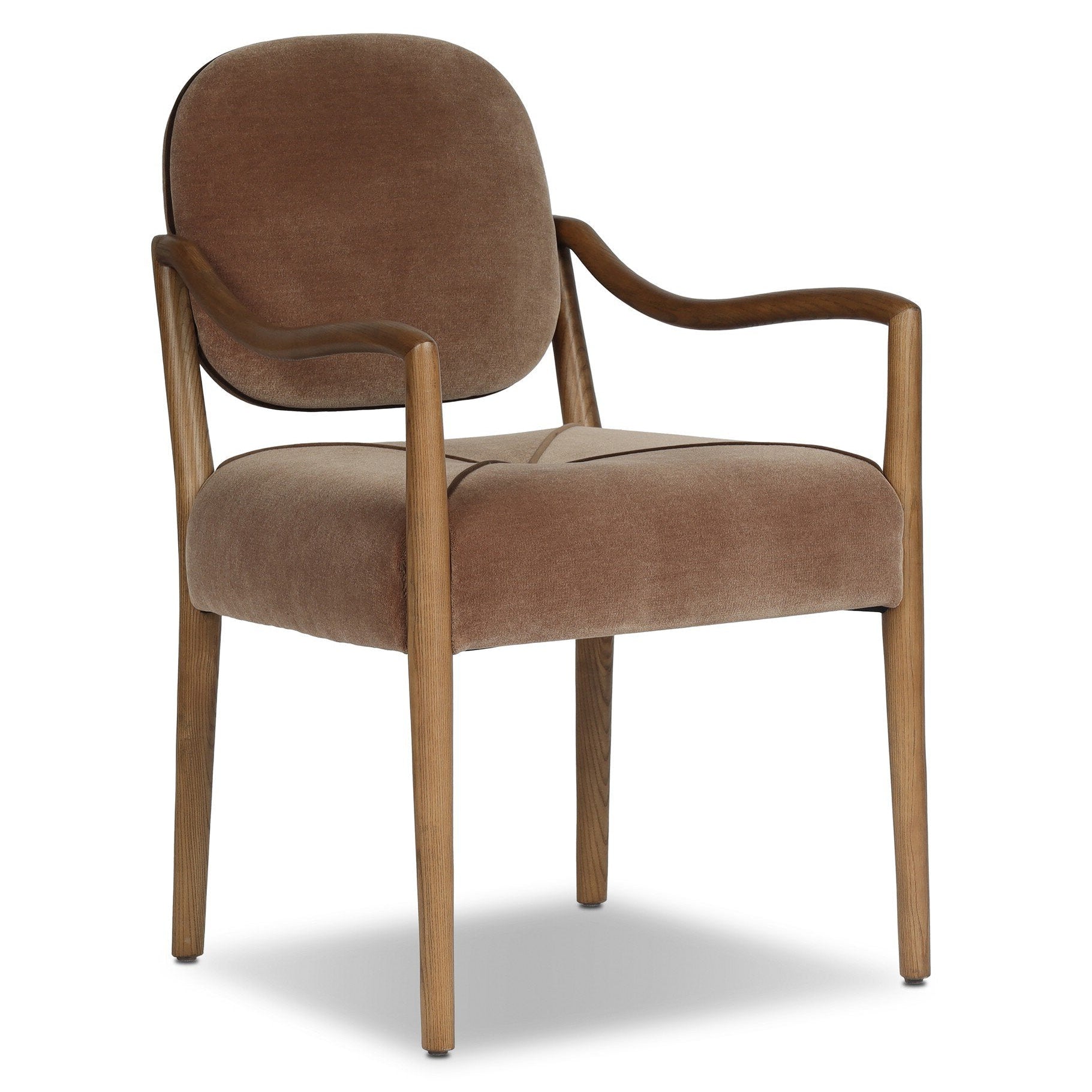 Four Hands Auden Monte Mushroom Dining Arm Chair styled view