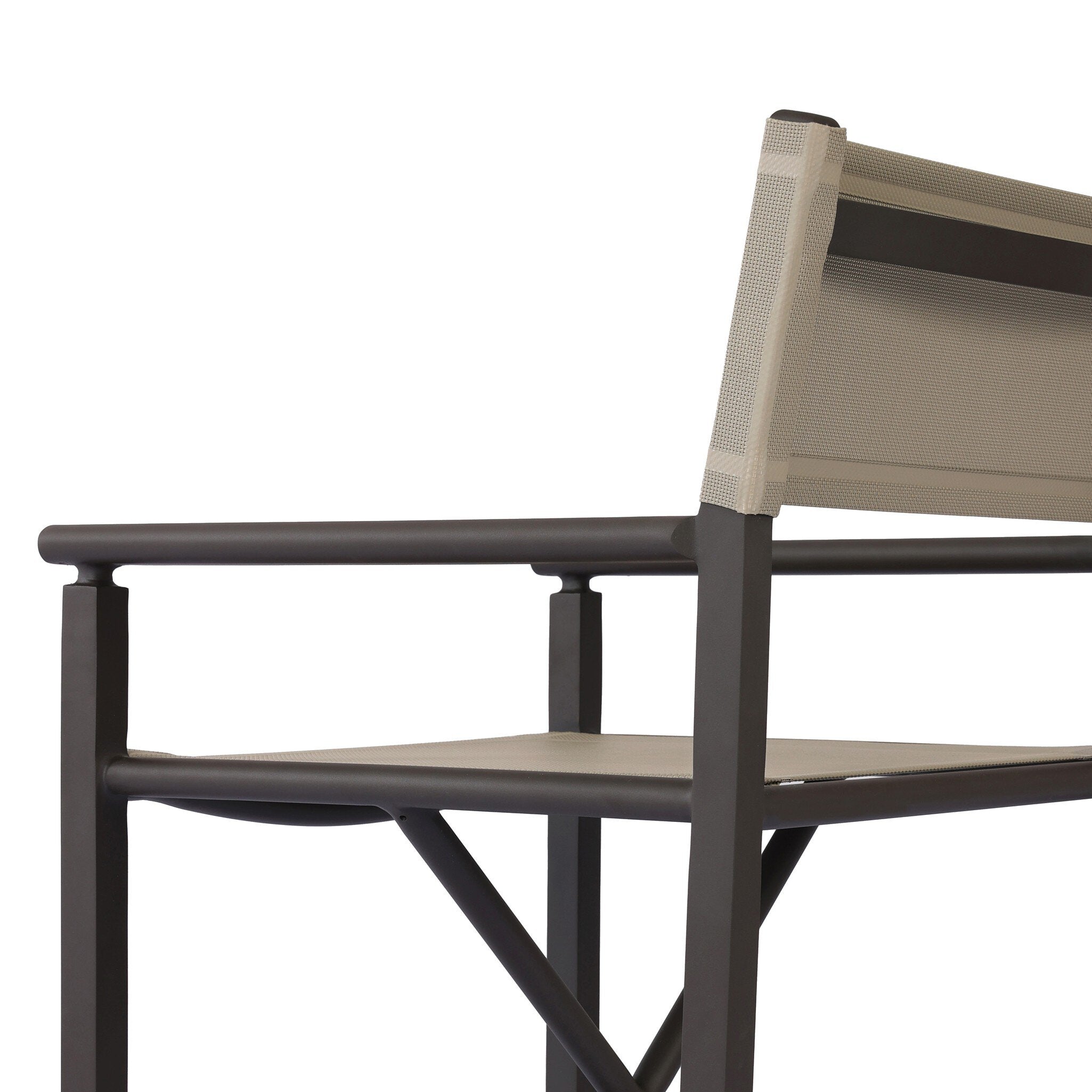 Four Hands Brisco Taupe Mesh Outdoor Dining Chair close-up detail 4