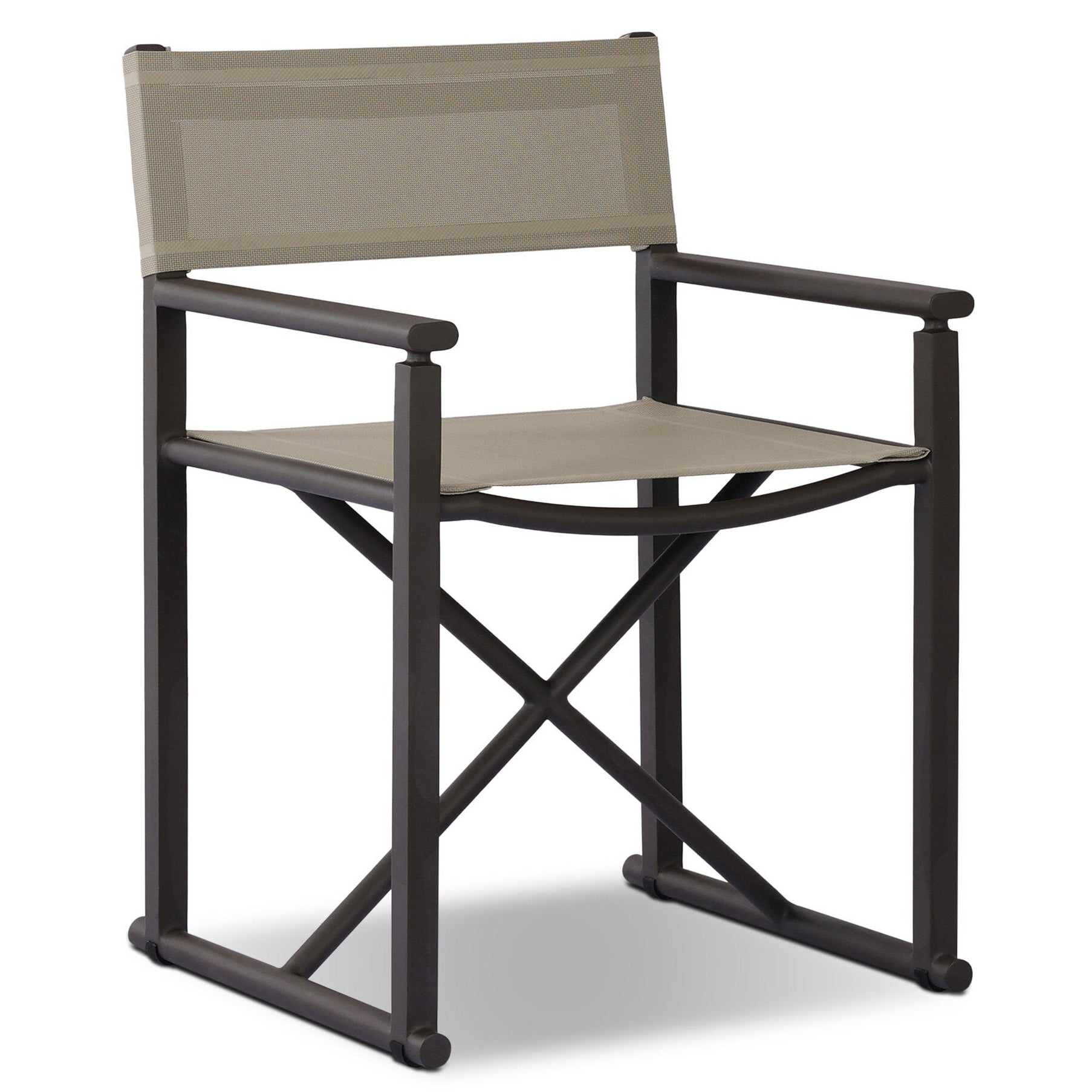 Four Hands Brisco Taupe Mesh Outdoor Dining Chair styled view