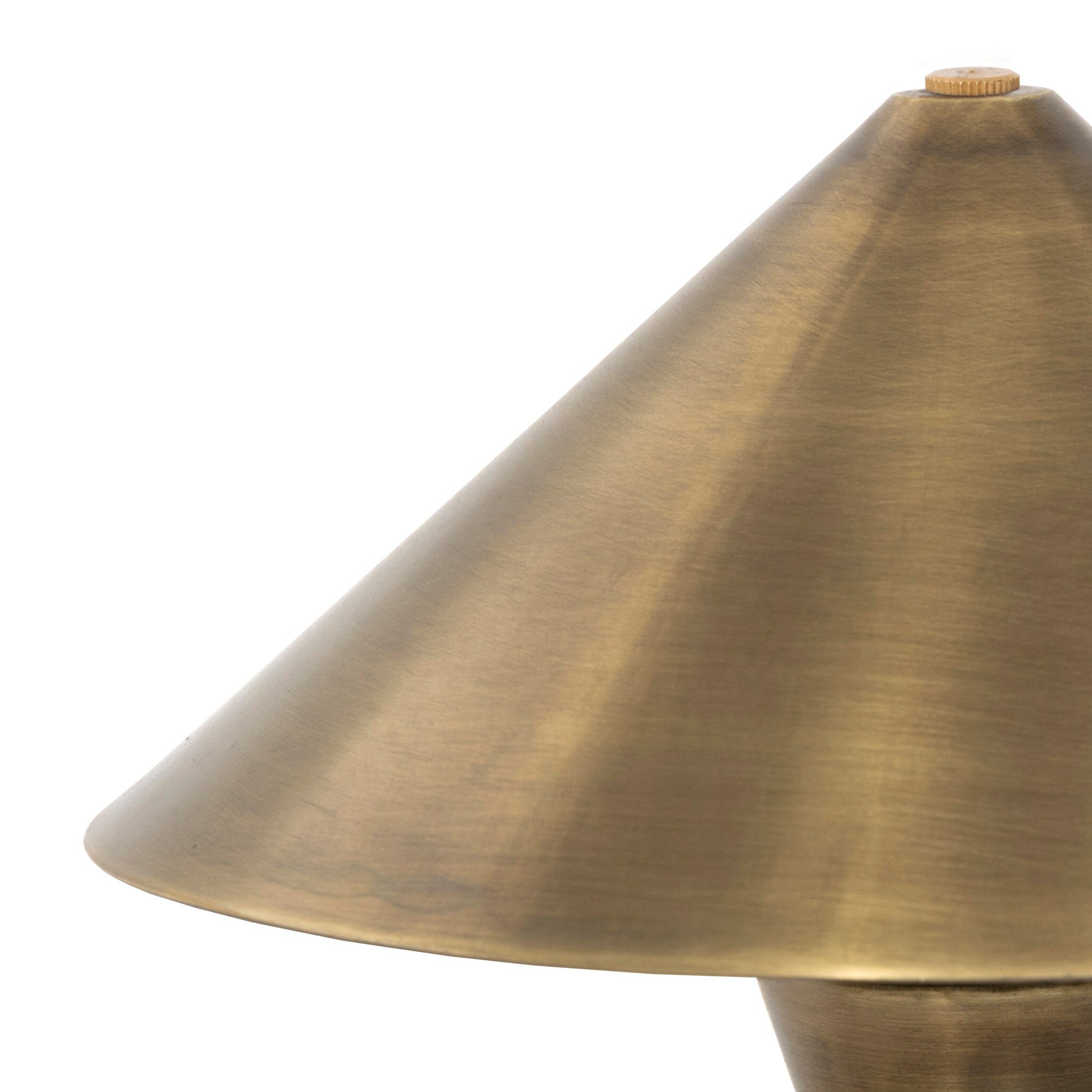 Four Hands Nyra Aged Antique Brass Iron Cordless Table Lamp close-up detail 2