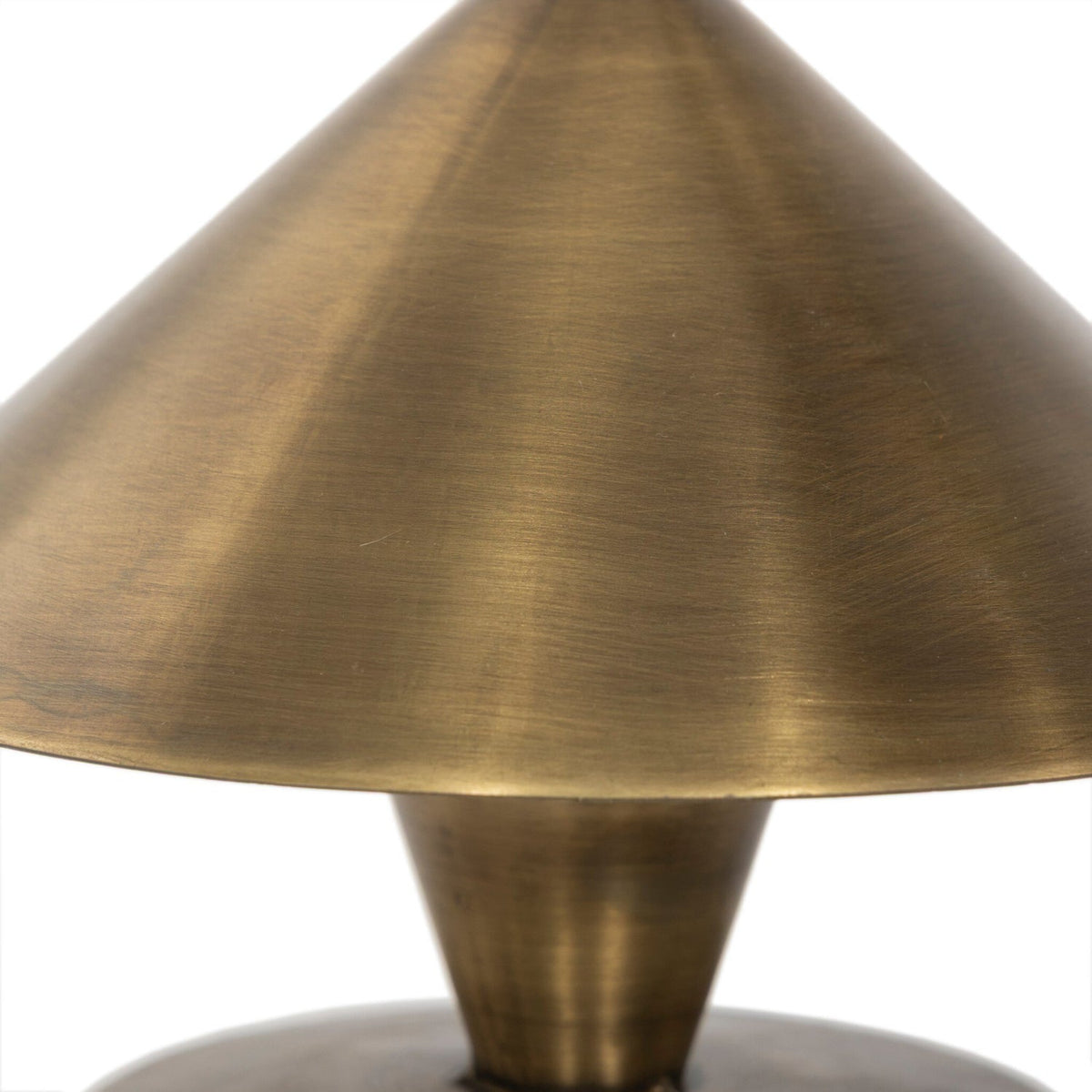 Four Hands Nyra Aged Antique Brass Iron Cordless Table Lamp close-up detail 4