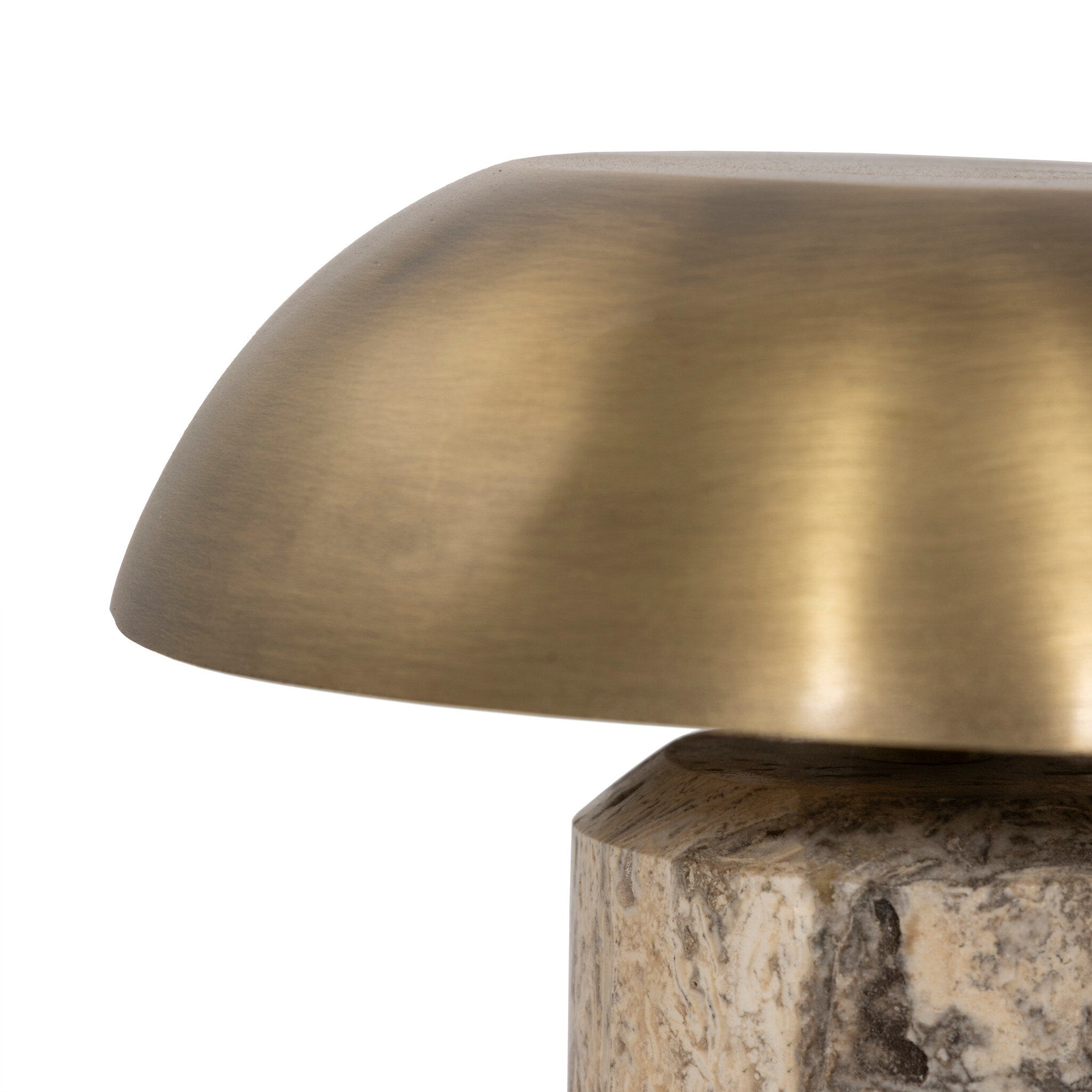 Four Hands Zana Grey Stripe Travertine Cordless Table Lamp close-up detail 2