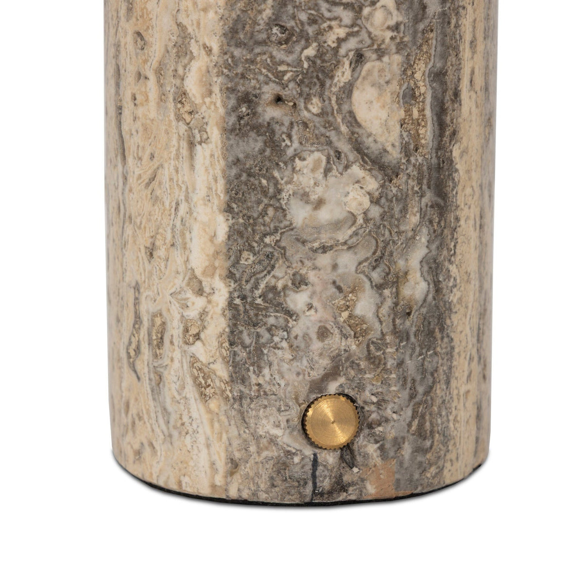 Four Hands Zana Grey Stripe Travertine Cordless Table Lamp close-up detail 5