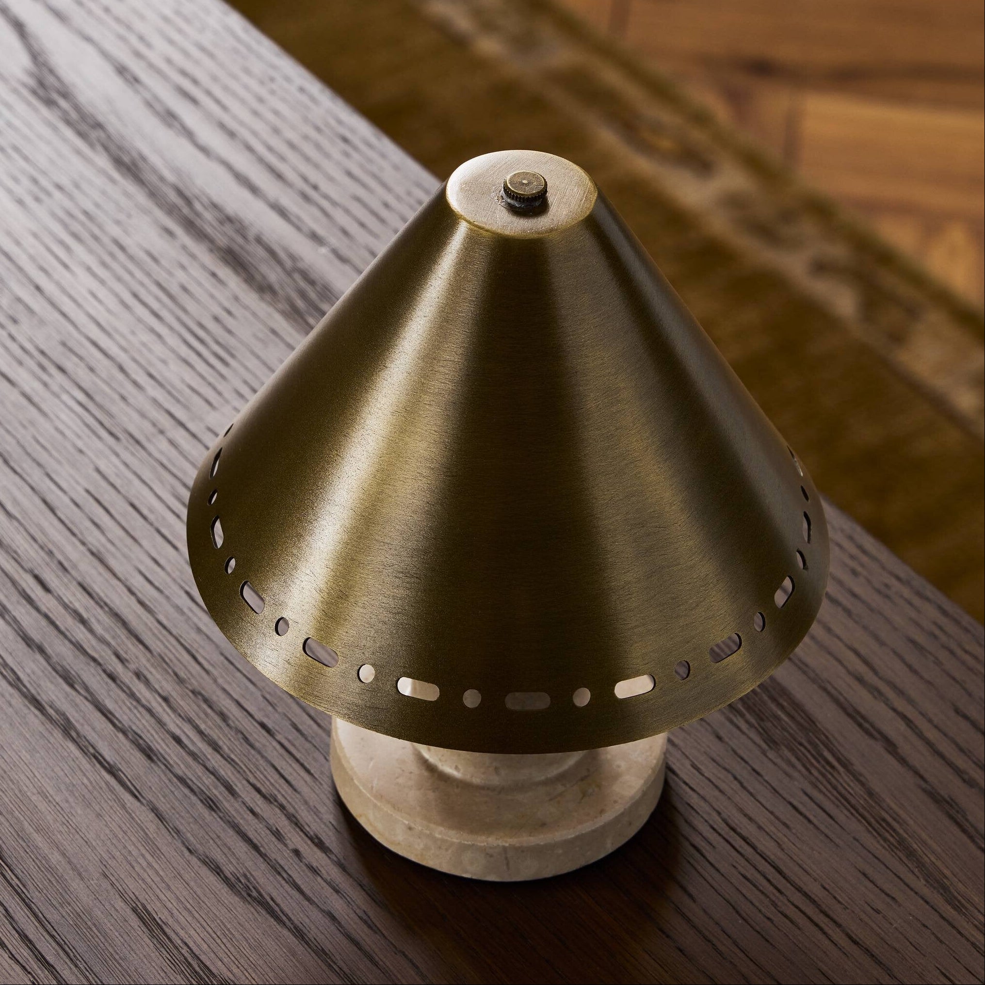 Four Hands Azra Cream Italian Marble Cordless Table Lamp close-up detail 5