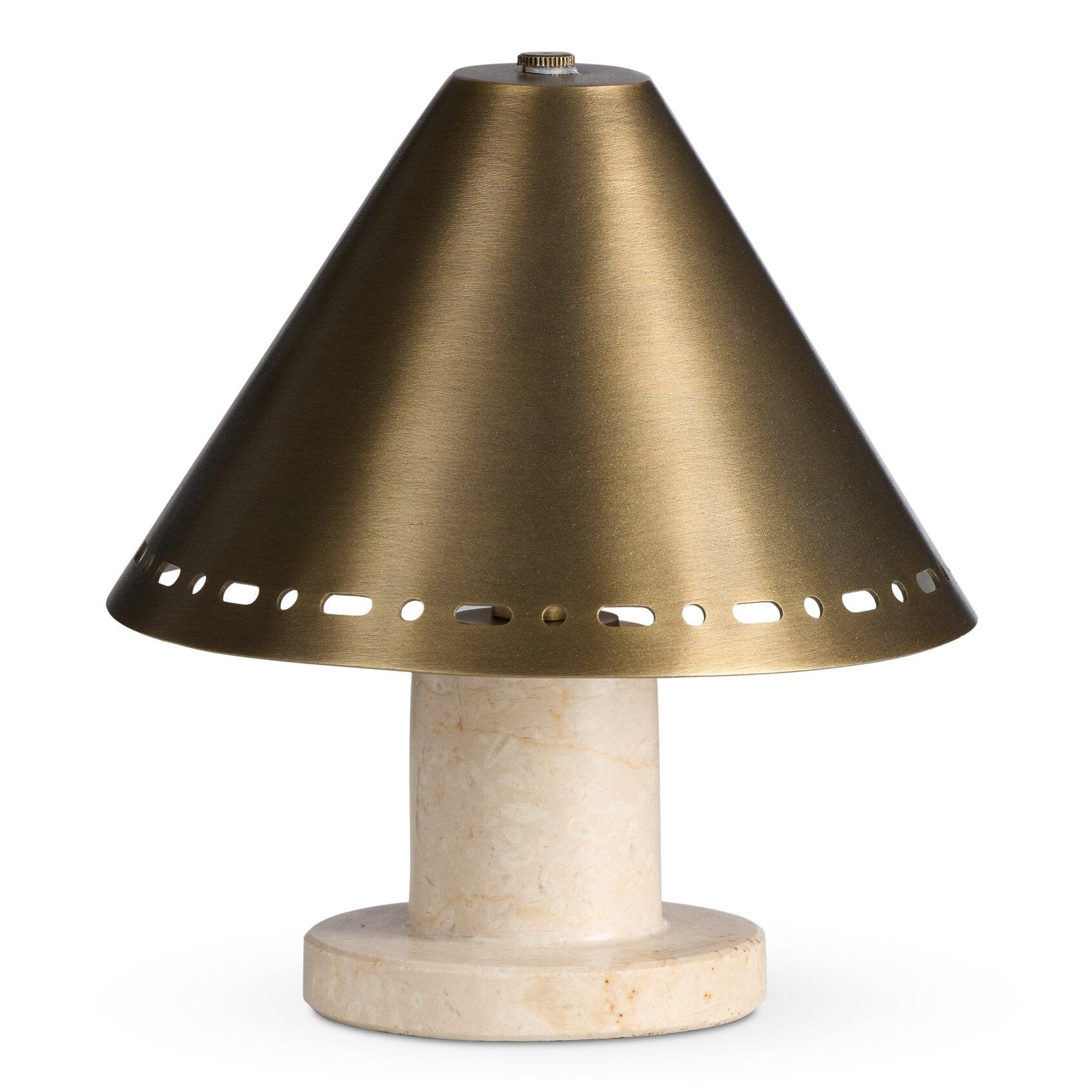 Four Hands Azra Cream Italian Marble Cordless Table Lamp styled view