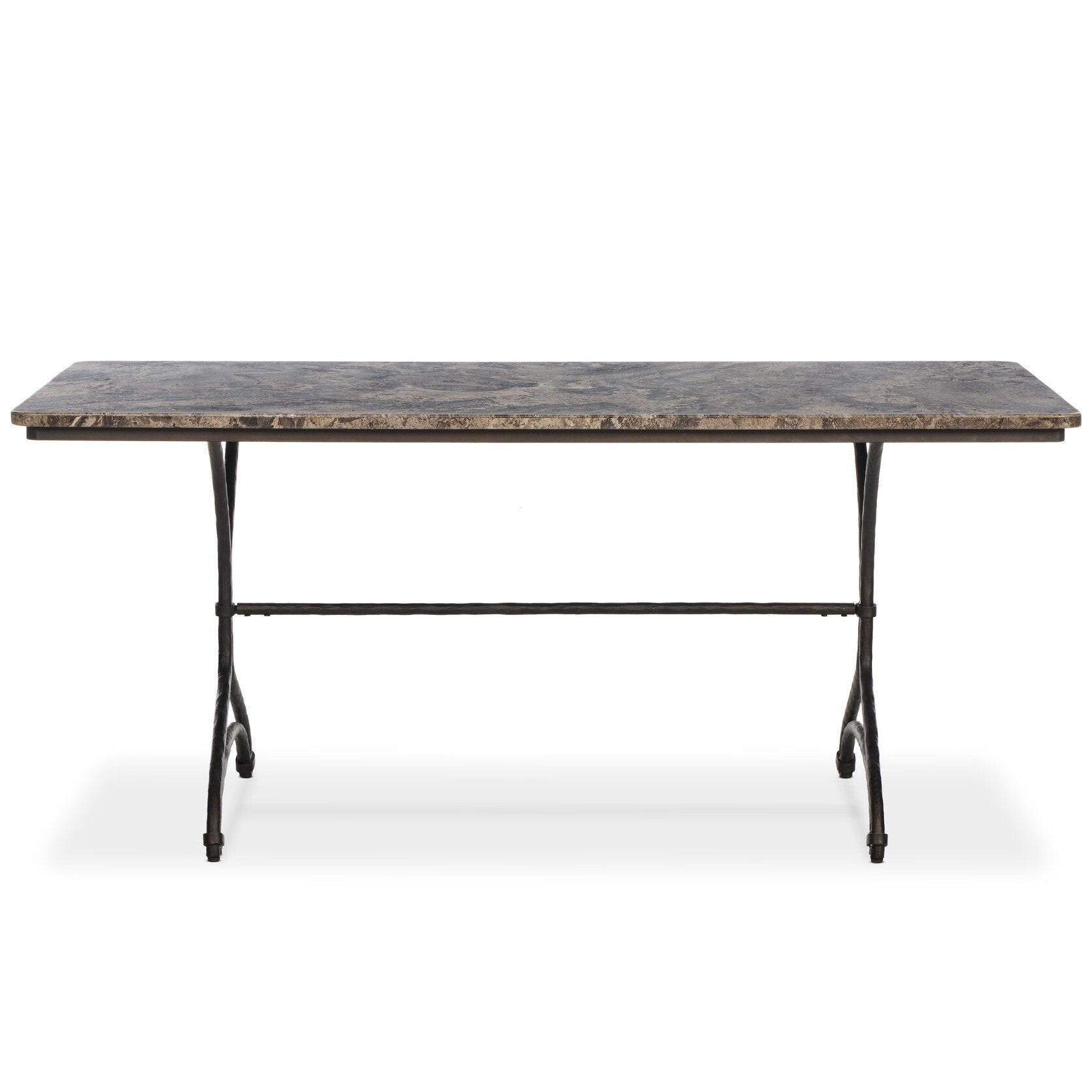 Four Hands Nyssa Warm Grey Marble Dining Table front view