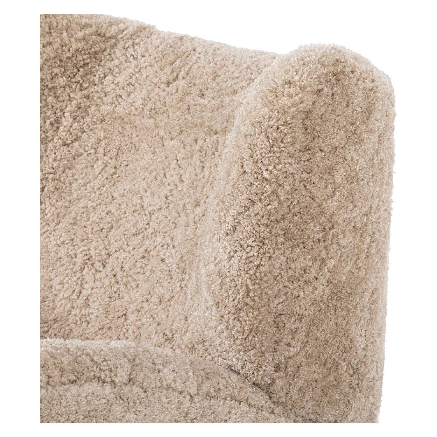 Four Hands Amelie Beige Shearling Swivel Recliner, close-up detail of shearling texture, view 3