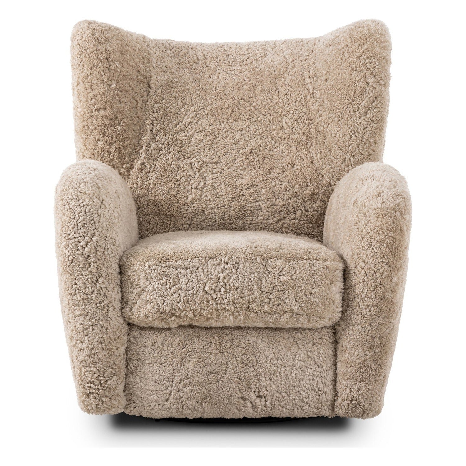 Four Hands Amelie Beige Shearling Swivel Recliner, front view