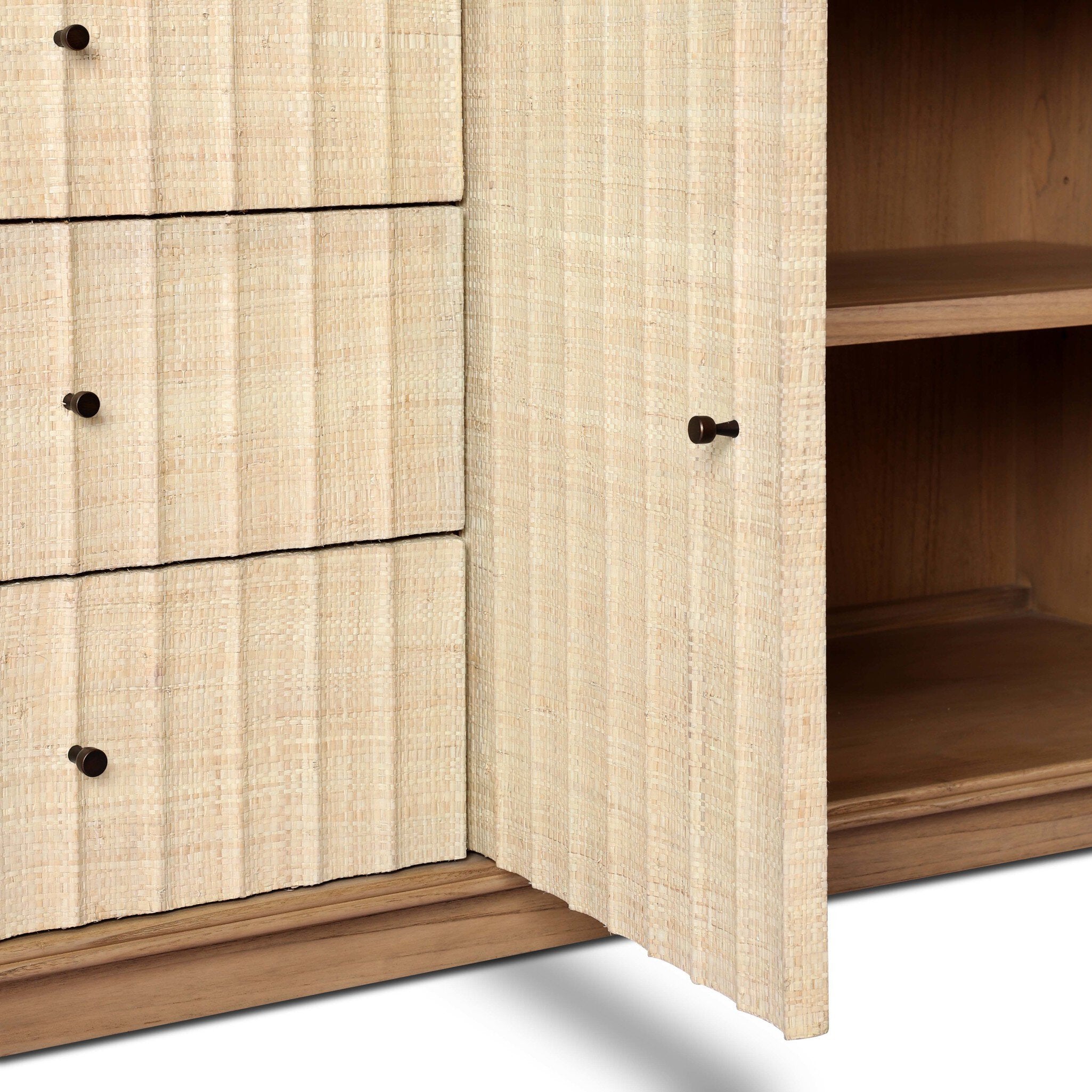 Four Hands Meyer Natural Fleck Raffia Media Console - detail 7