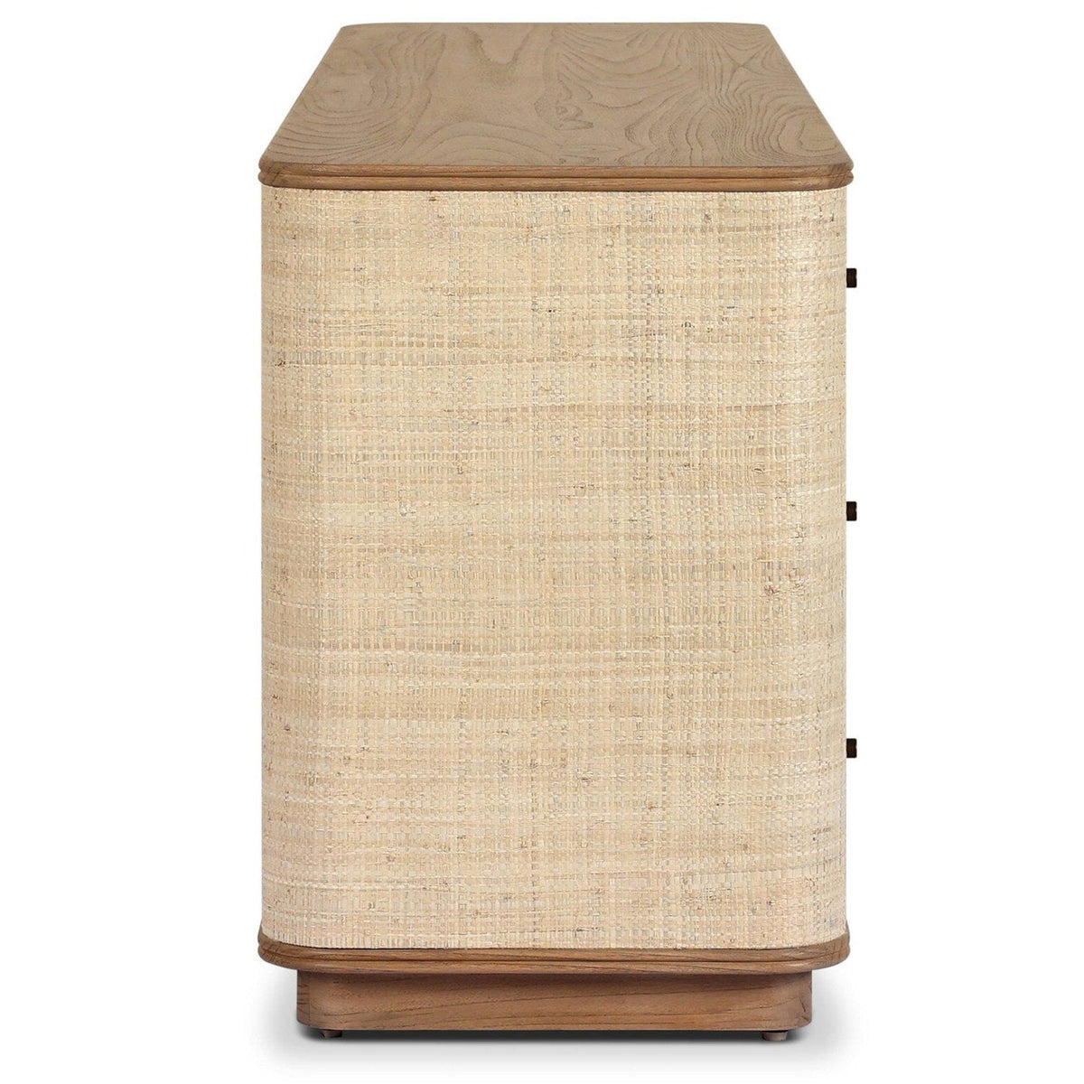Four Hands Meyer Natural Fleck Raffia Media Console - side view