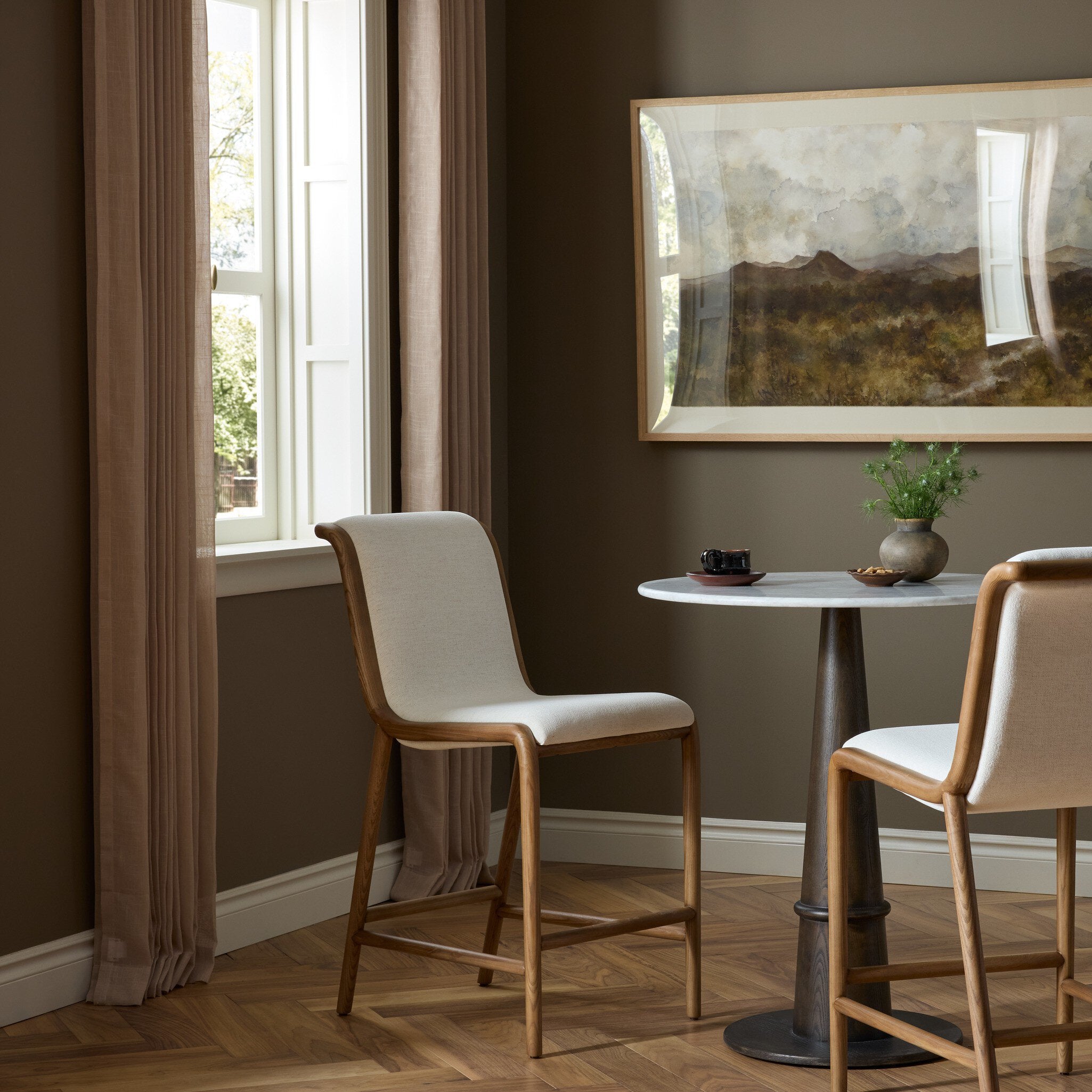 Four Hands Rafe Crypton Nomad Snow Counter Stool styled in a room setting
