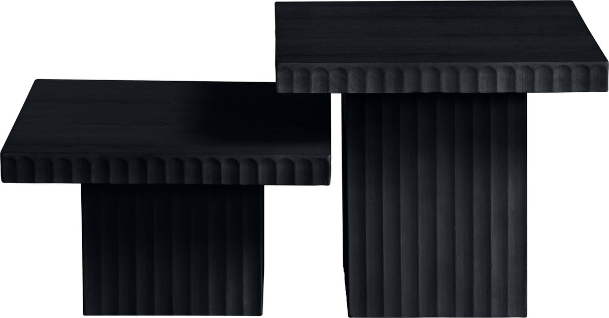 Spencer Black Solid Wood And Oak Veneer 2 Piece Coffee Table