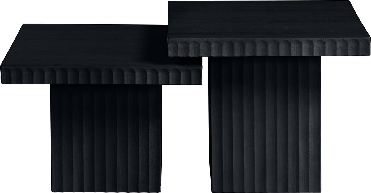 Spencer Black Solid Wood And Oak Veneer 2 Piece Coffee Table